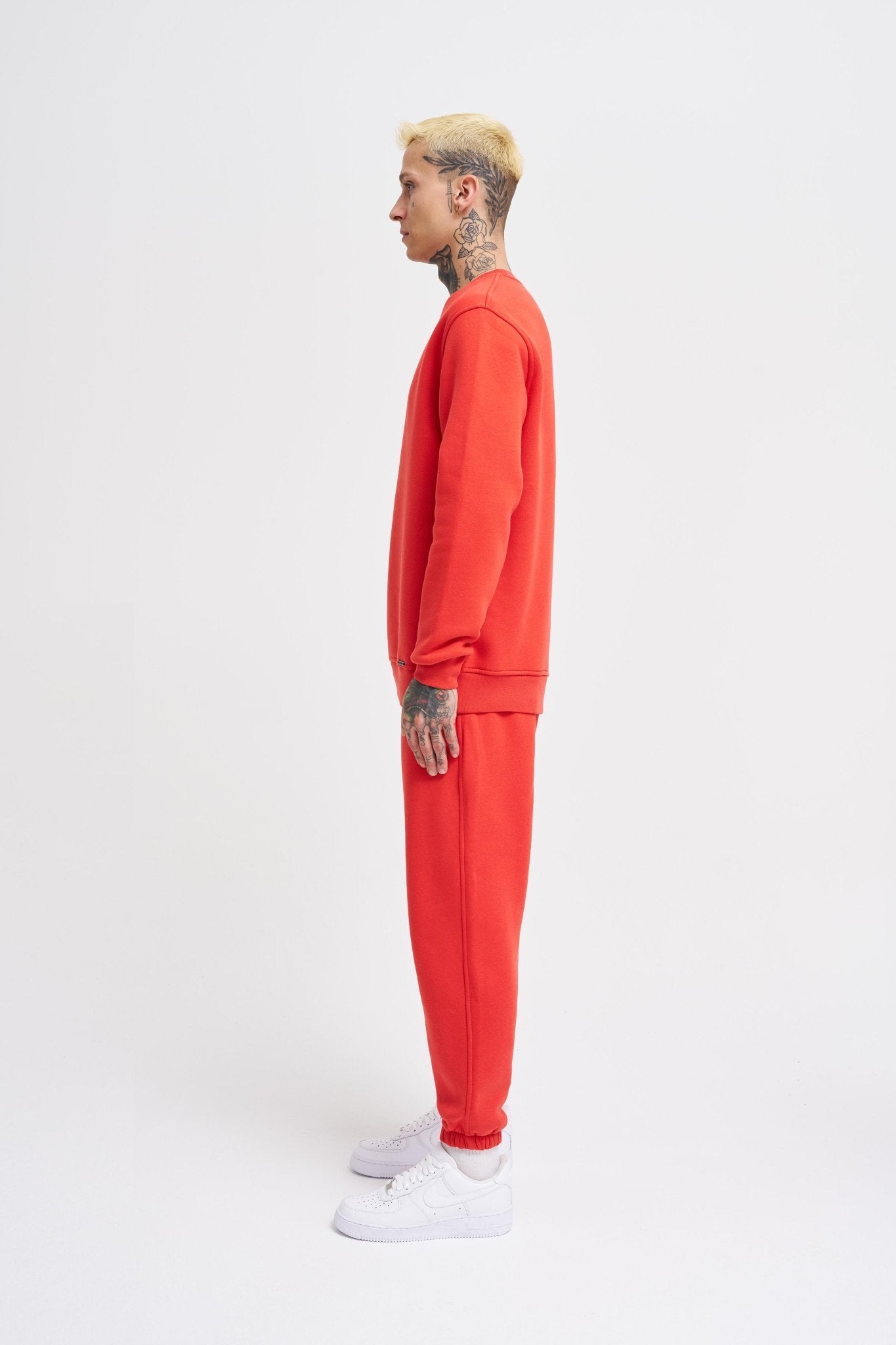 Erkek Regular Bisiklet Yaka Basic Sweatshirt Açık Kırmızı