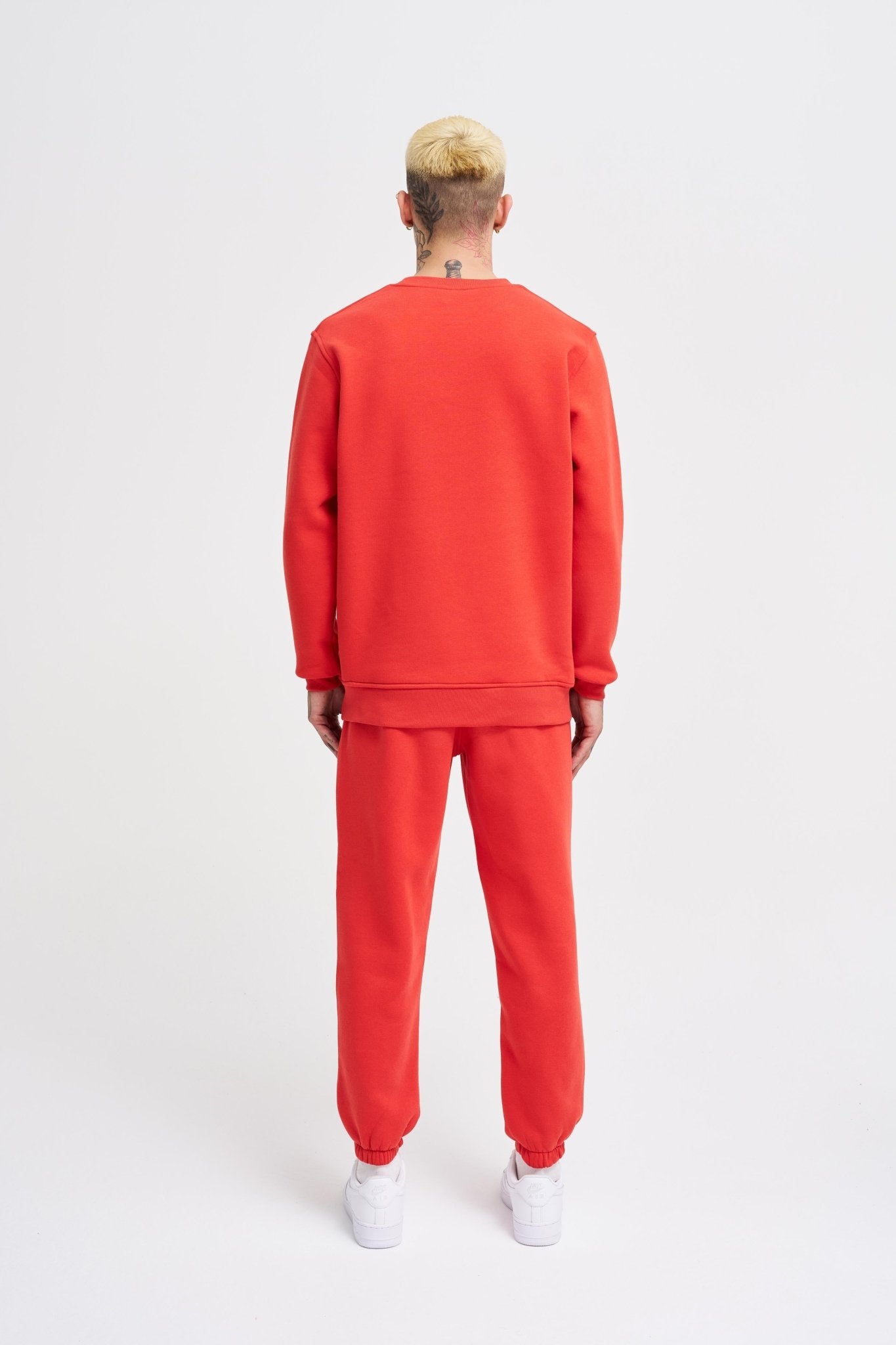Erkek Regular Bisiklet Yaka Basic Sweatshirt Açık Kırmızı