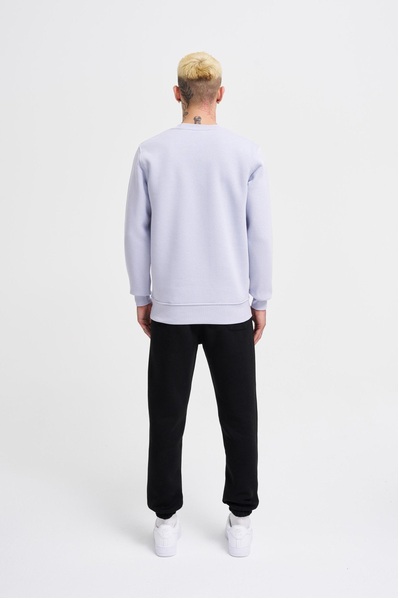 Erkek Regular Bisiklet Yaka Basic Sweatshirt Açık Lila