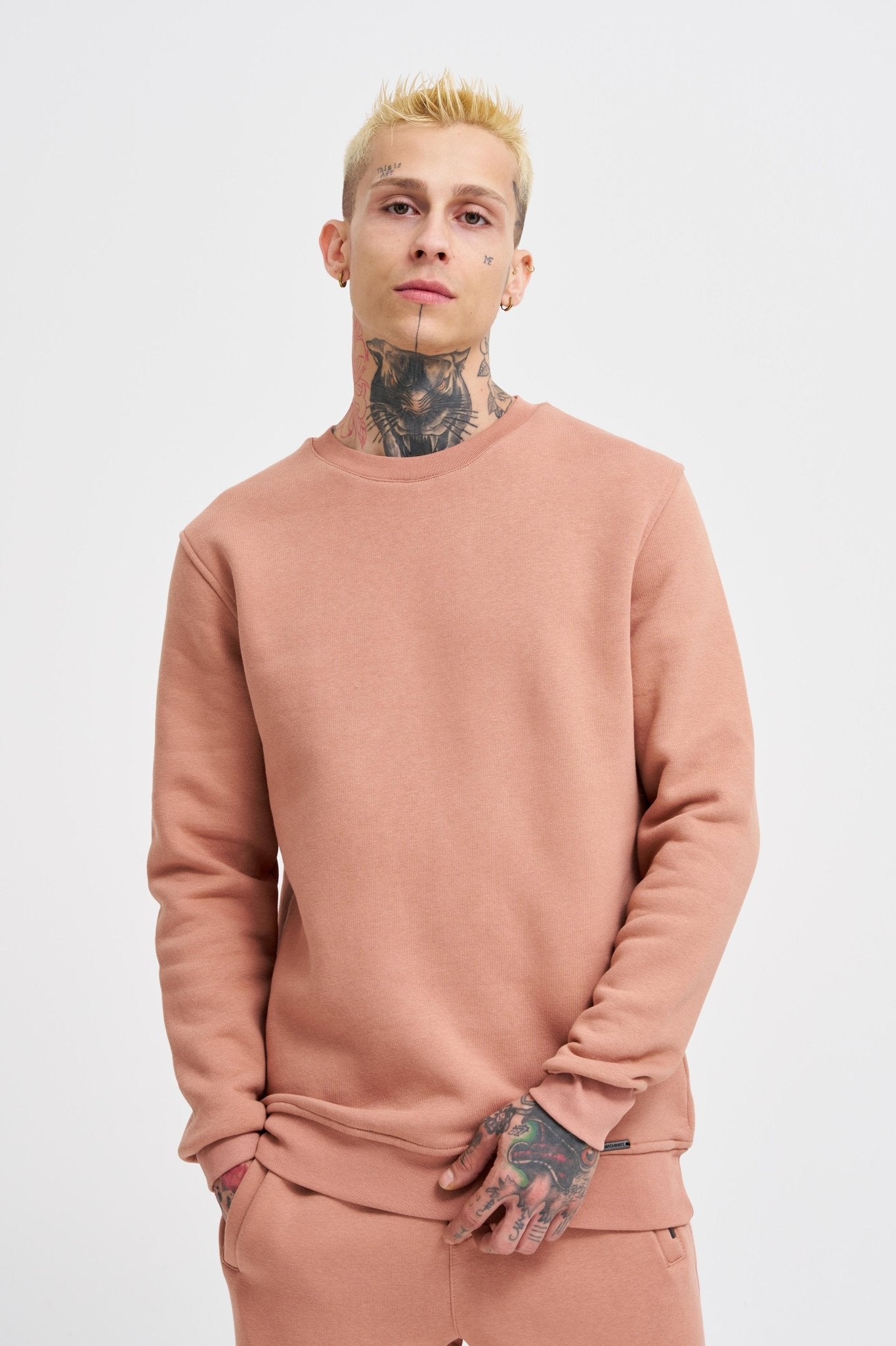Erkek Regular Bisiklet Yaka Basic Sweatshirt Bakır