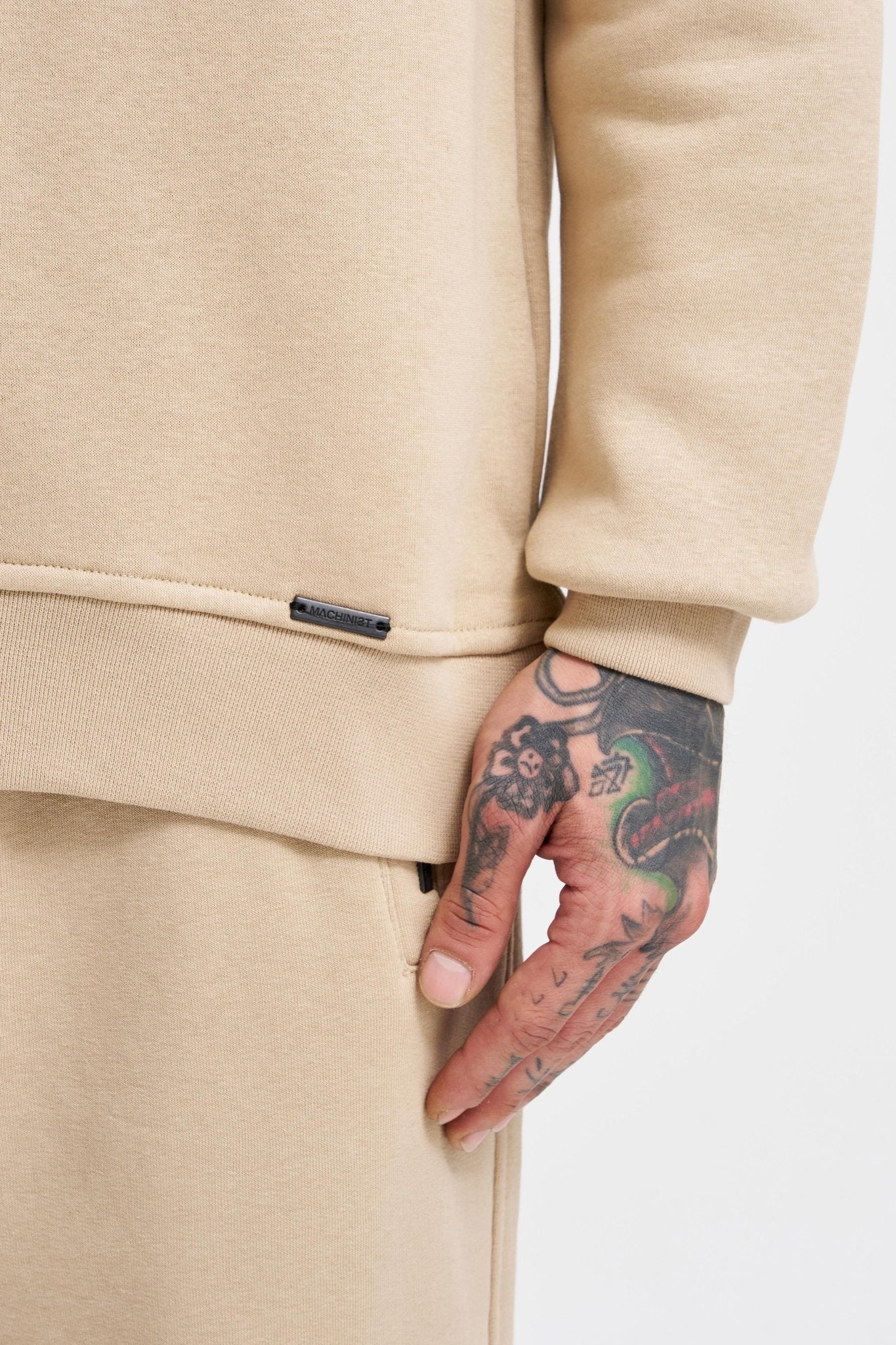Erkek Regular Bisiklet Yaka Basic Sweatshirt Bej