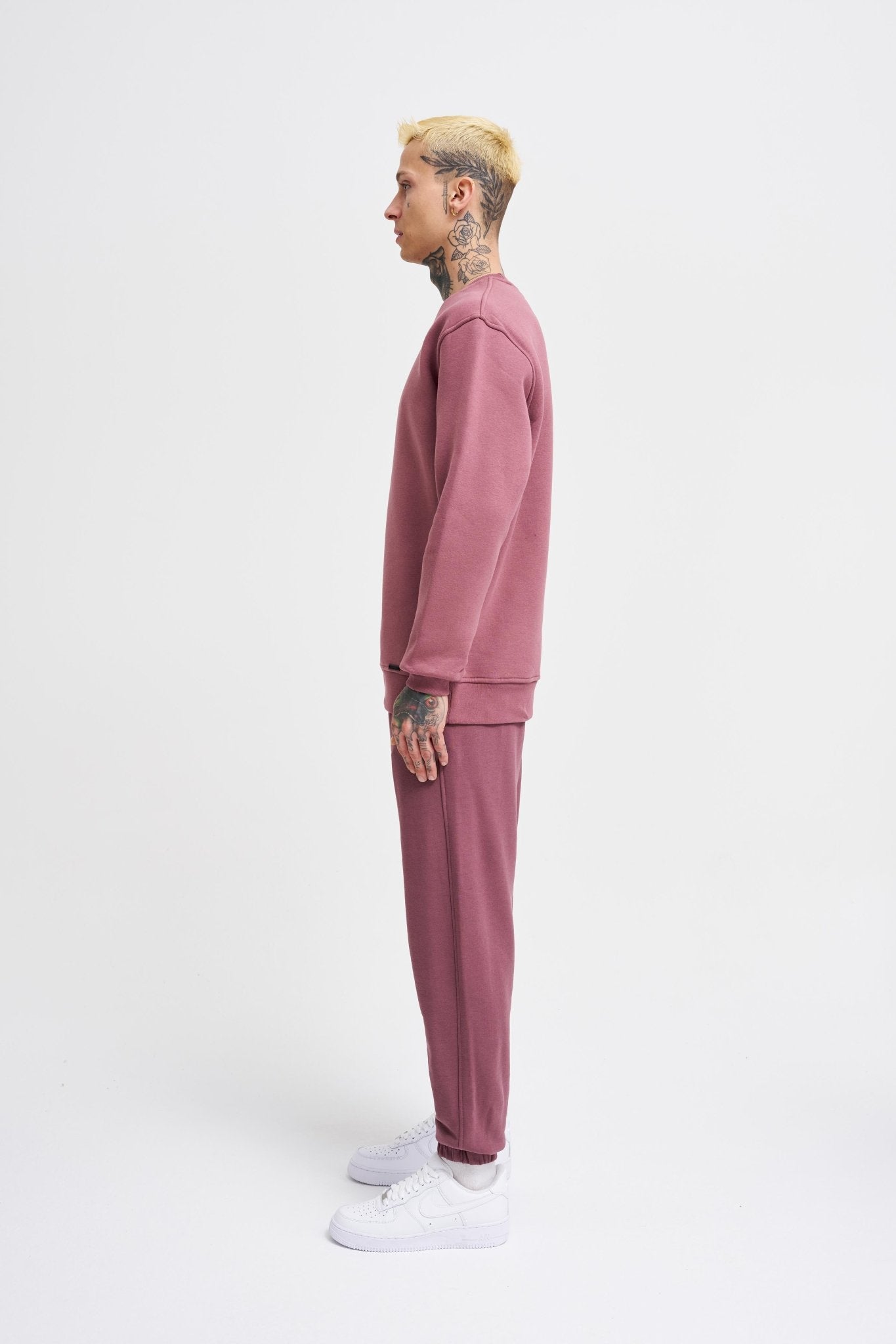 Erkek Regular Bisiklet Yaka Basic Sweatshirt Mürdüm