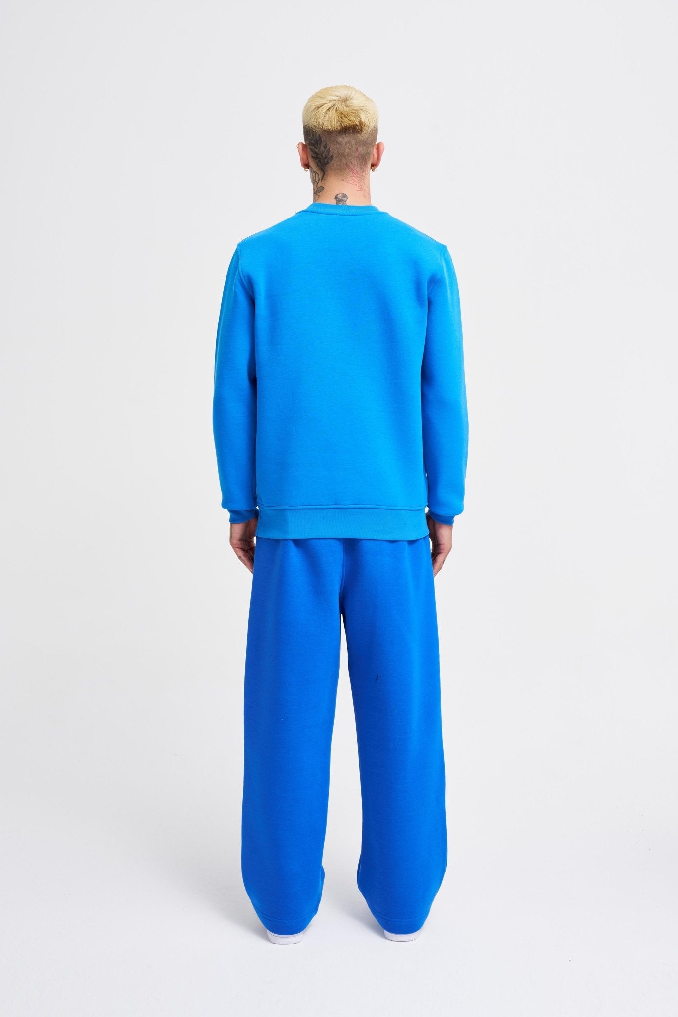 Erkek Regular Bisiklet Yaka Basic Sweatshirt Saks Mavi