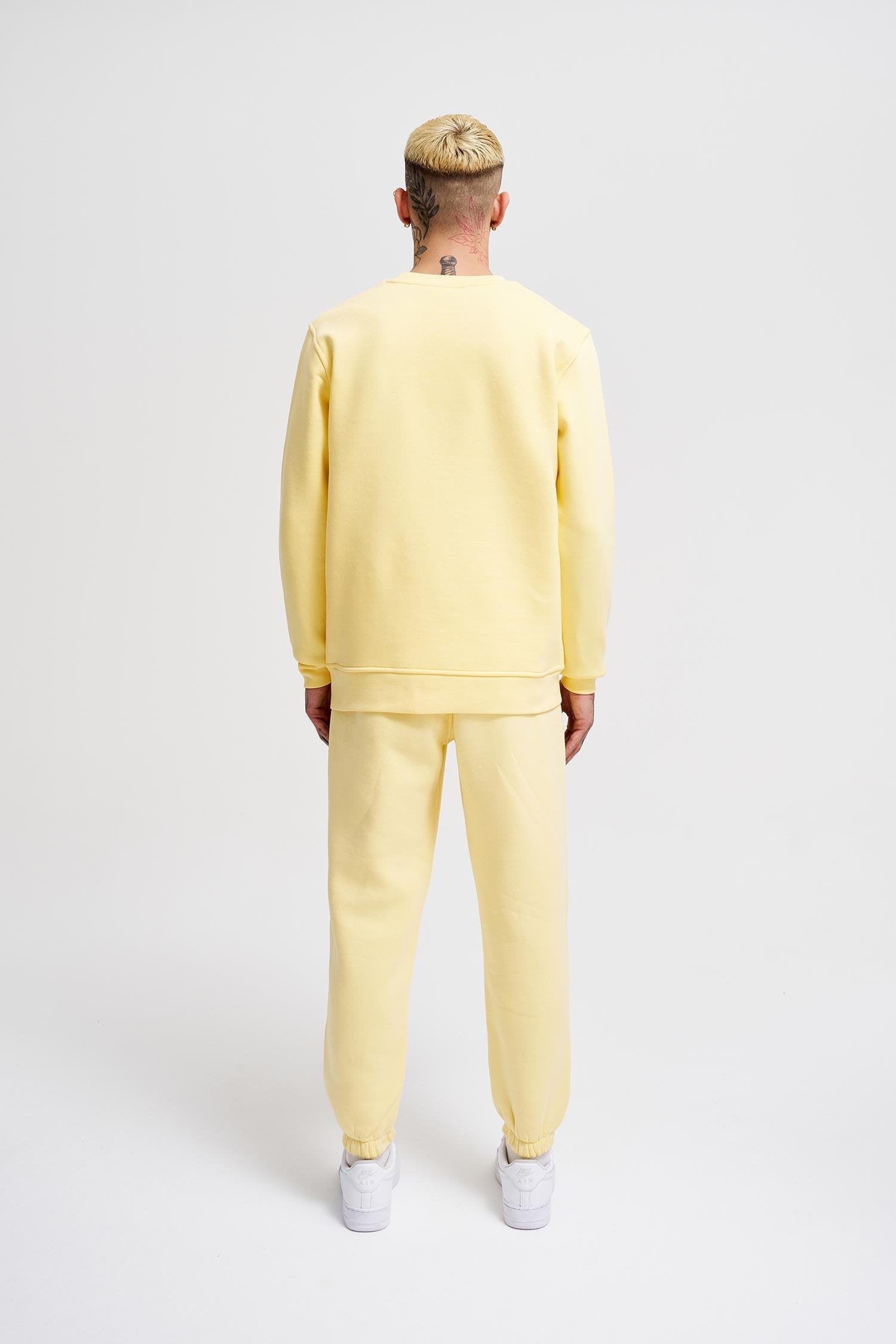 Erkek Regular Bisiklet Yaka Basic Sweatshirt Sarı