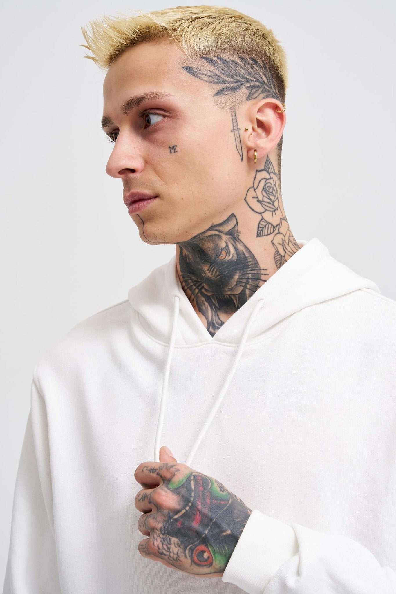 Erkek Regular Şardonsuz Kapüşonlu Sweatshirt Ekru