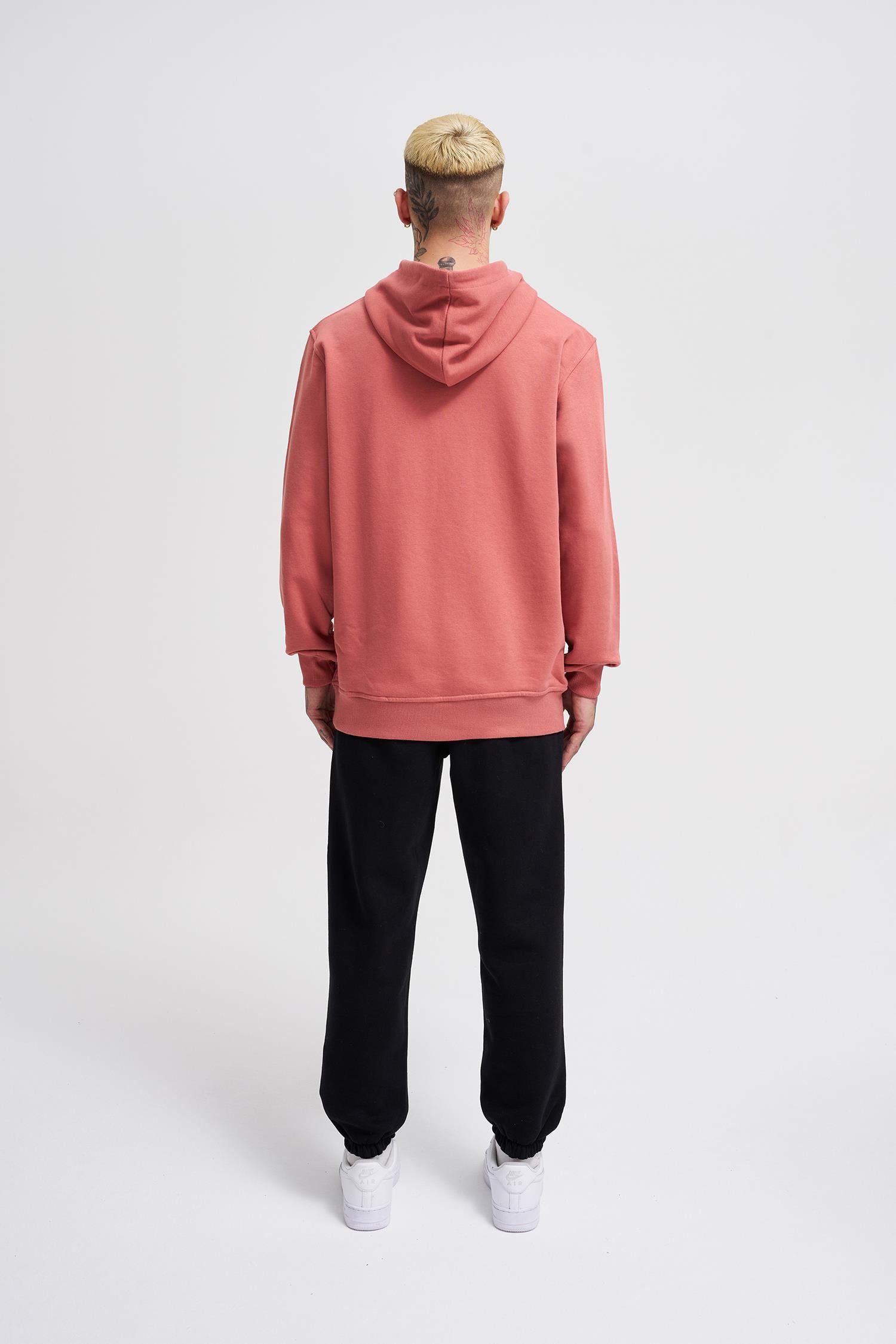 Erkek Regular Şardonsuz Kapüşonlu Sweatshirt Gülkurusu