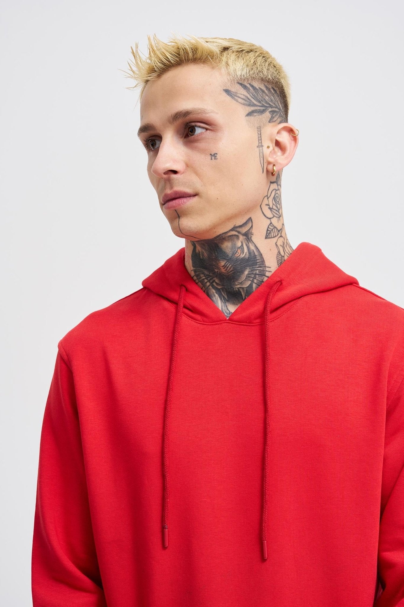 Erkek Regular Şardonsuz Kapüşonlu Sweatshirt Kırmızı