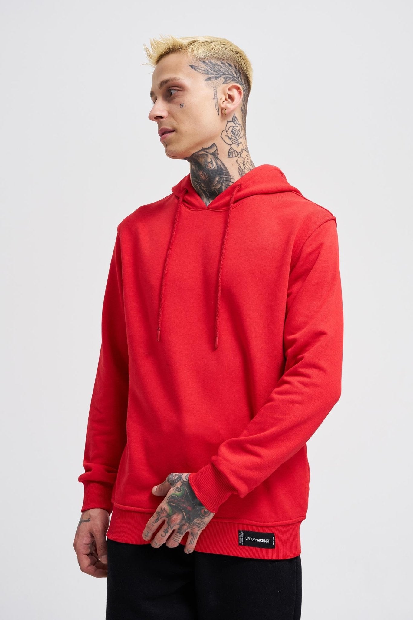 Erkek Regular Şardonsuz Kapüşonlu Sweatshirt Kırmızı