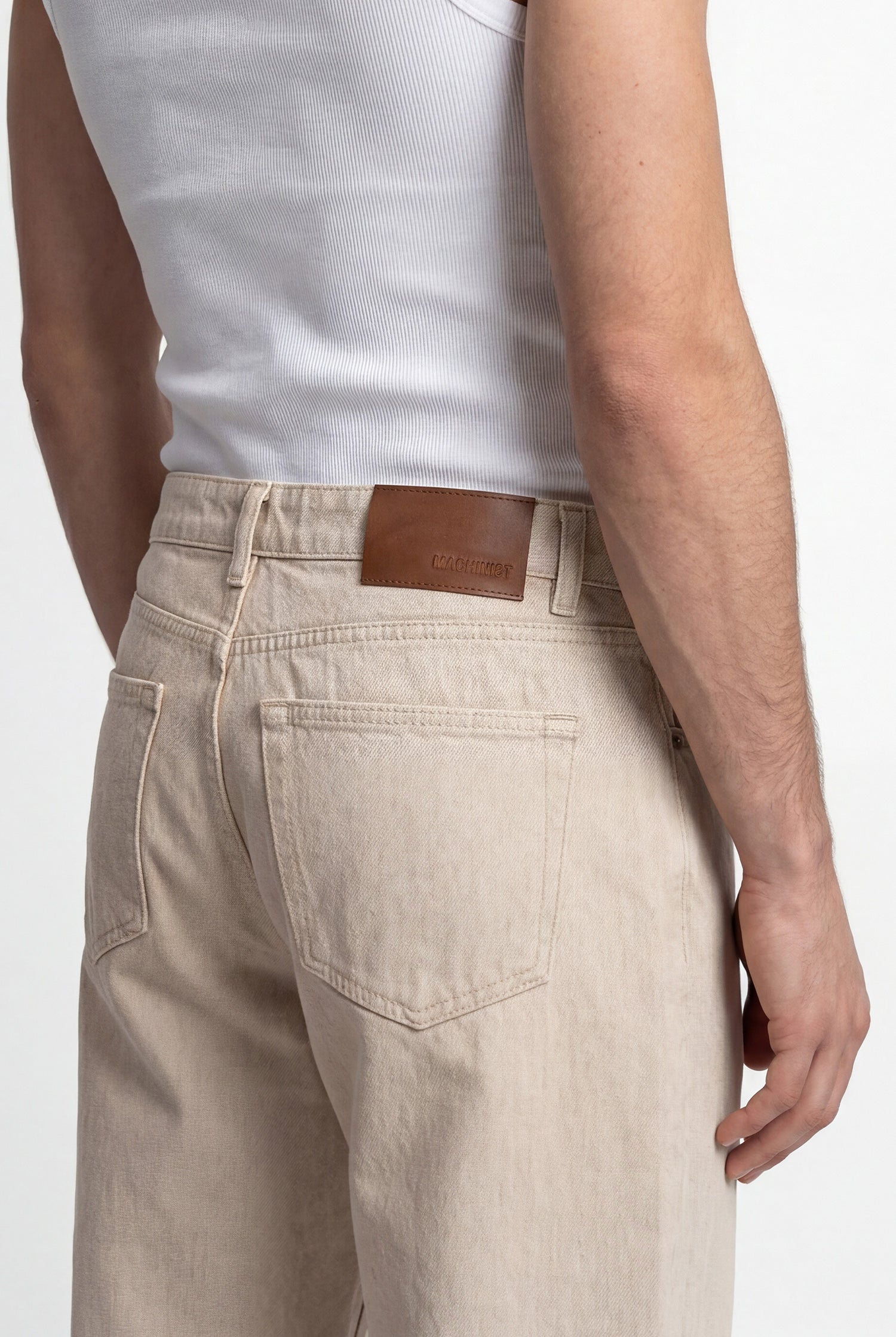 Erkek Relaxed Baggy Jean Pantolon Açık Bej-4