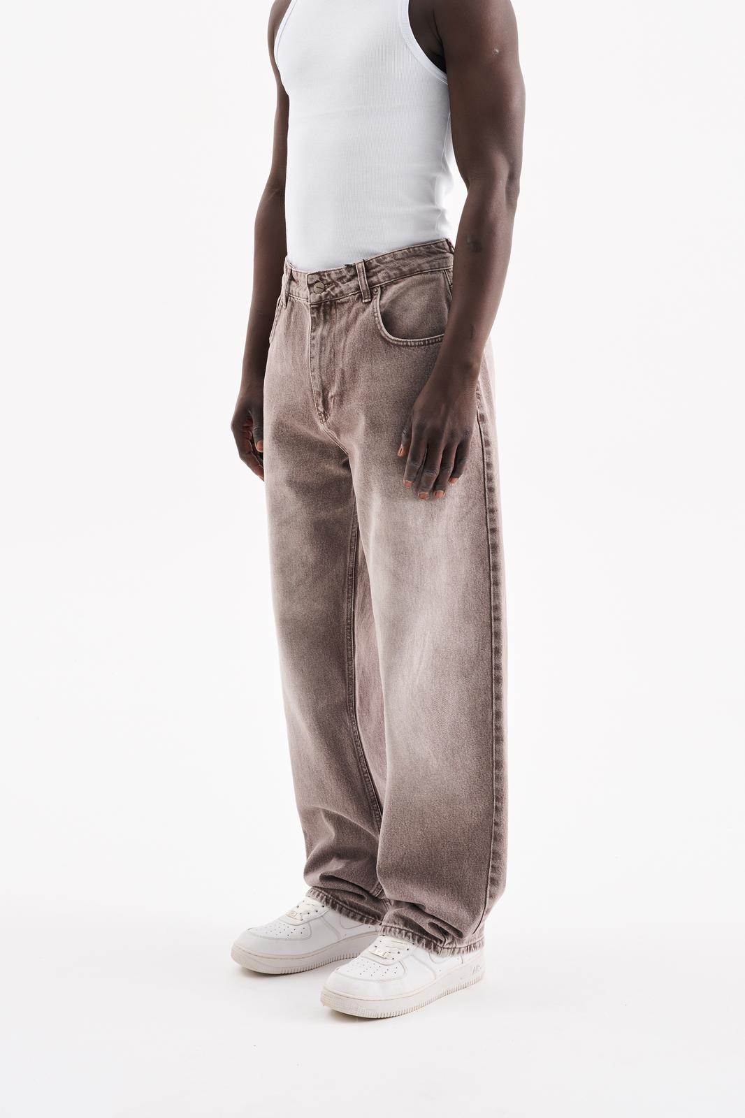 Erkek Relaxed Baggy Jean Pantolon Açık Kahverengi