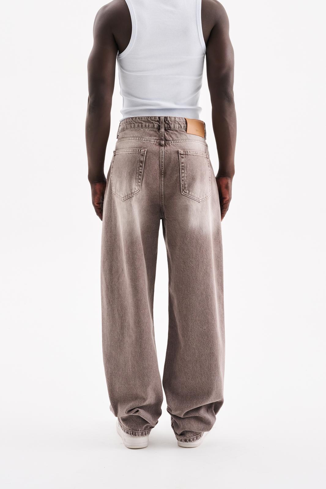 Erkek Relaxed Baggy Jean Pantolon Açık Kahverengi