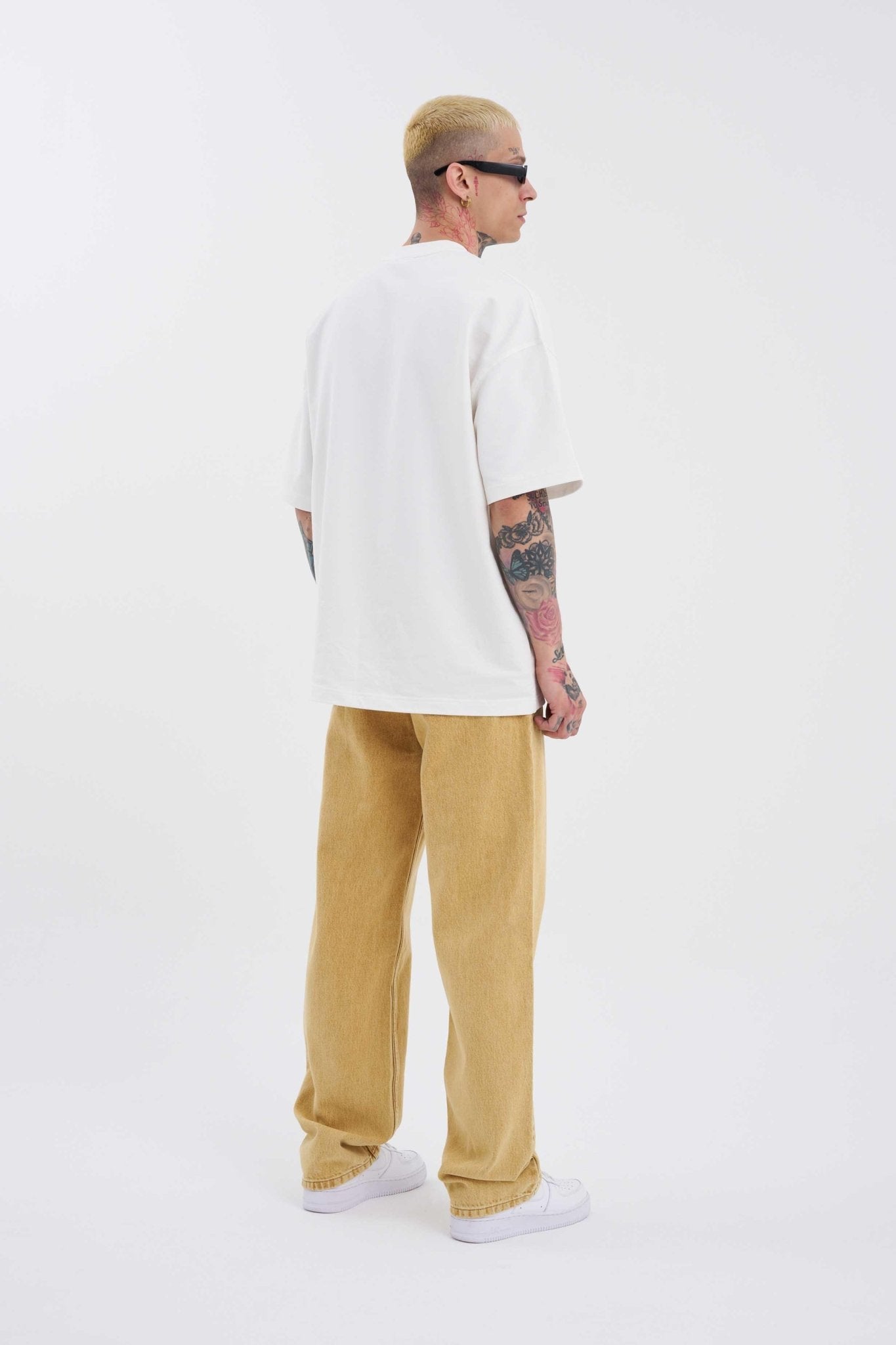 Erkek Relaxed Baggy Jean Pantolon Asit Altın