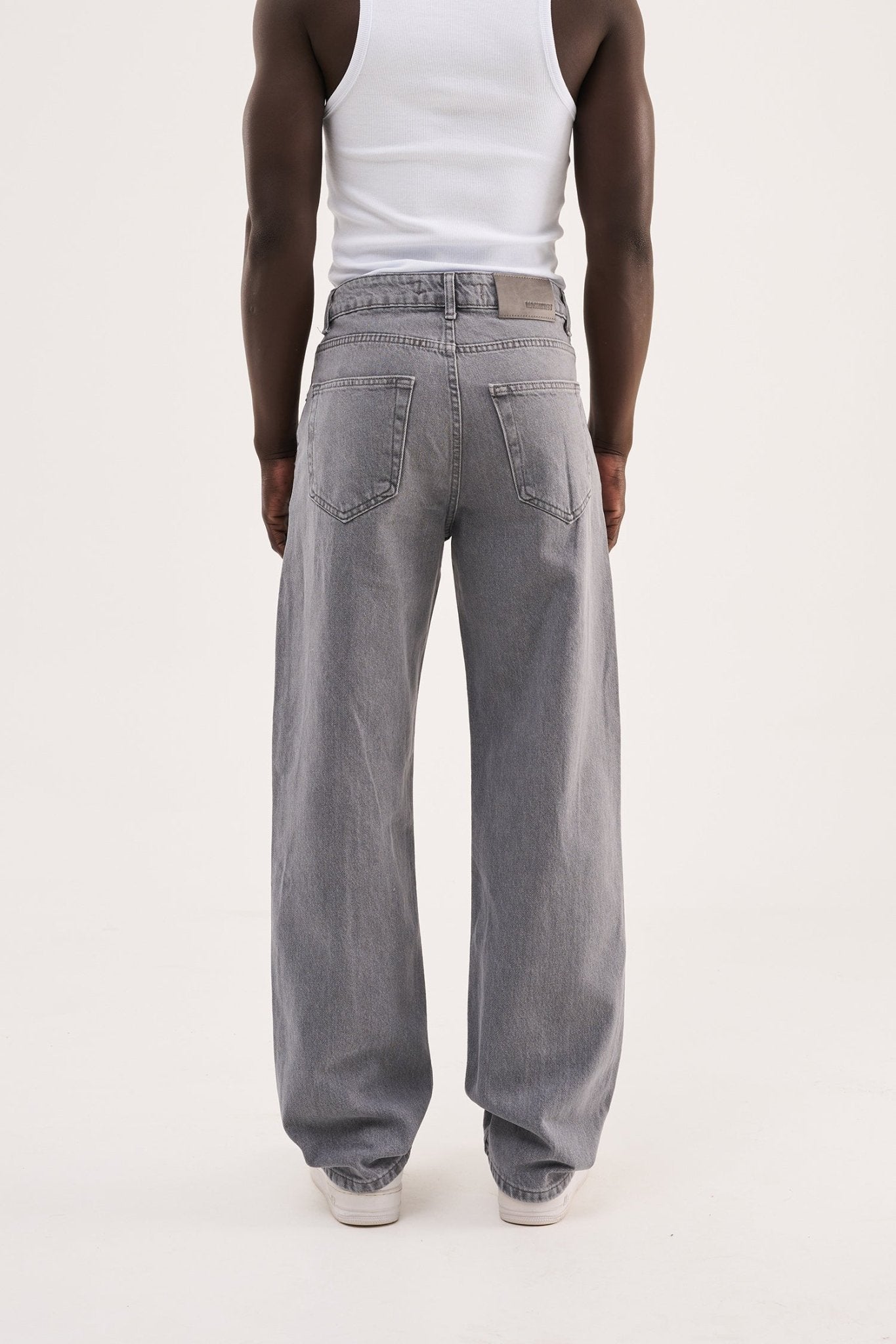 Erkek Relaxed Baggy Jean Pantolon Asit Gri