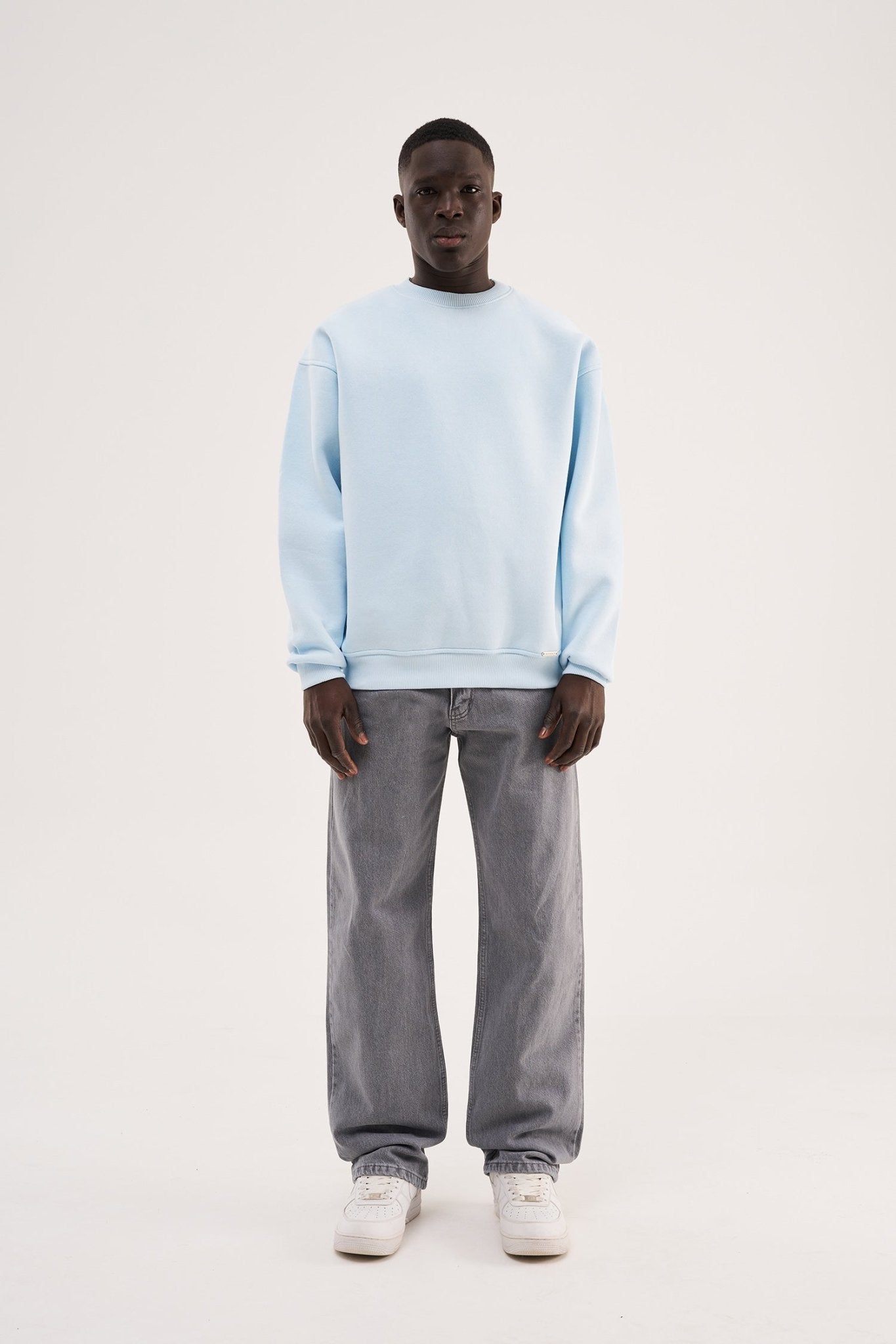 Erkek Relaxed Baggy Jean Pantolon Asit Gri