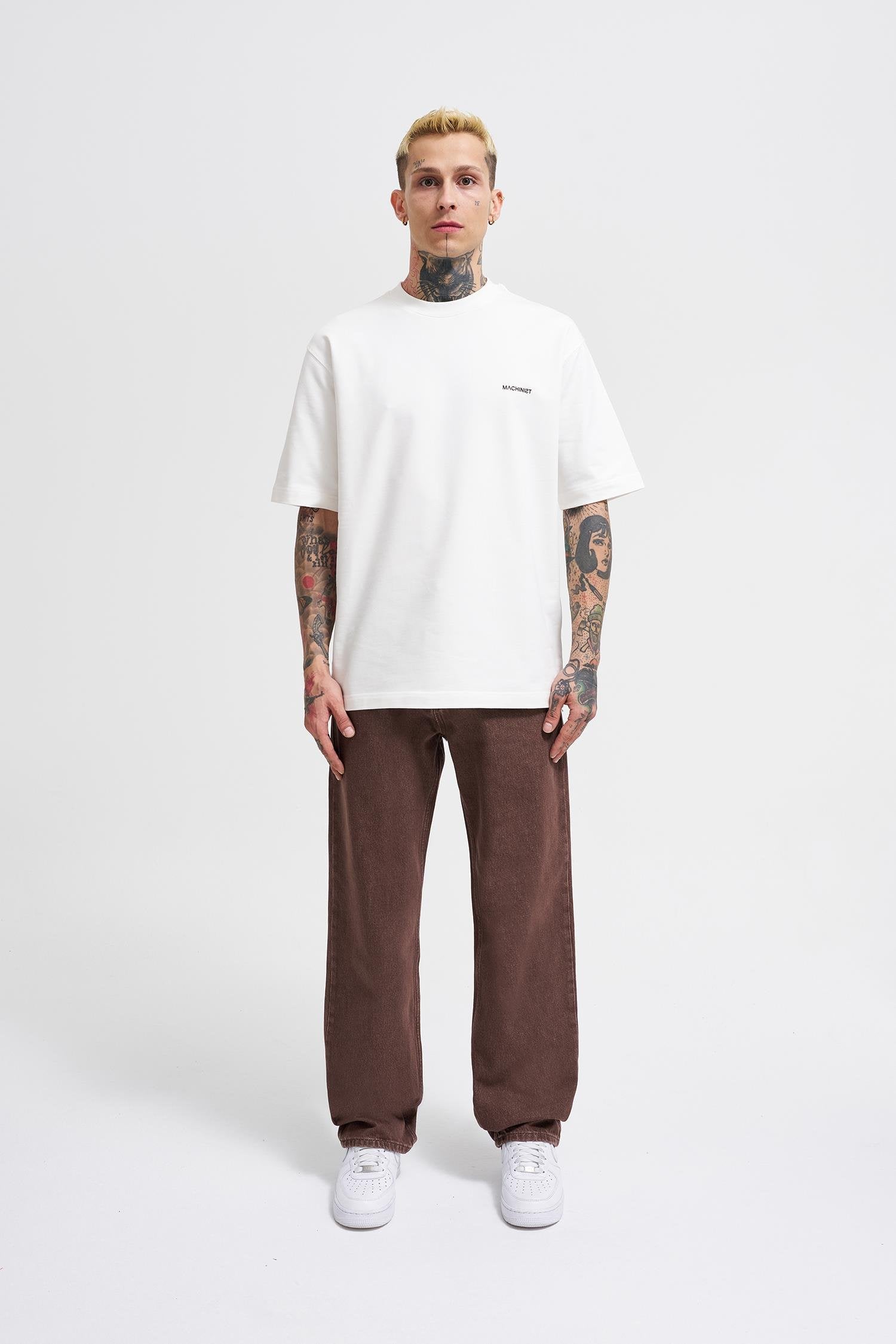 Erkek Relaxed Baggy Jean Pantolon Asit Kahverengi