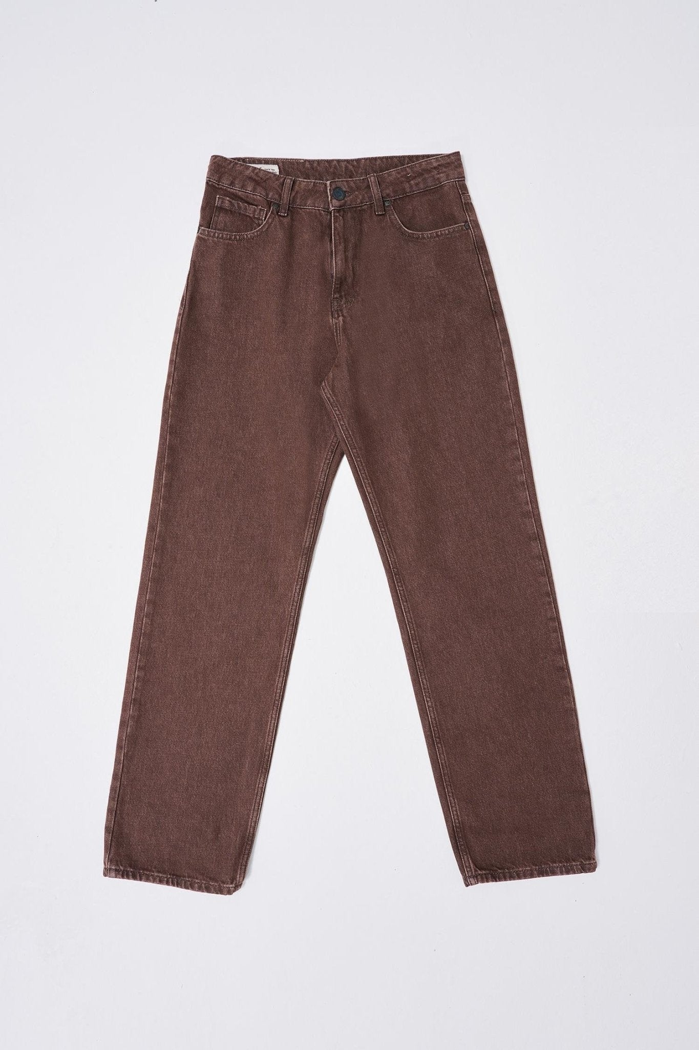 Erkek Relaxed Baggy Jean Pantolon Asit Kahverengi