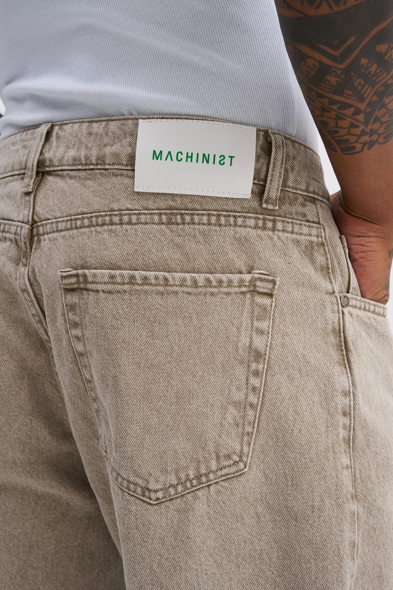Erkek Relaxed Baggy Jean Pantolon Bej