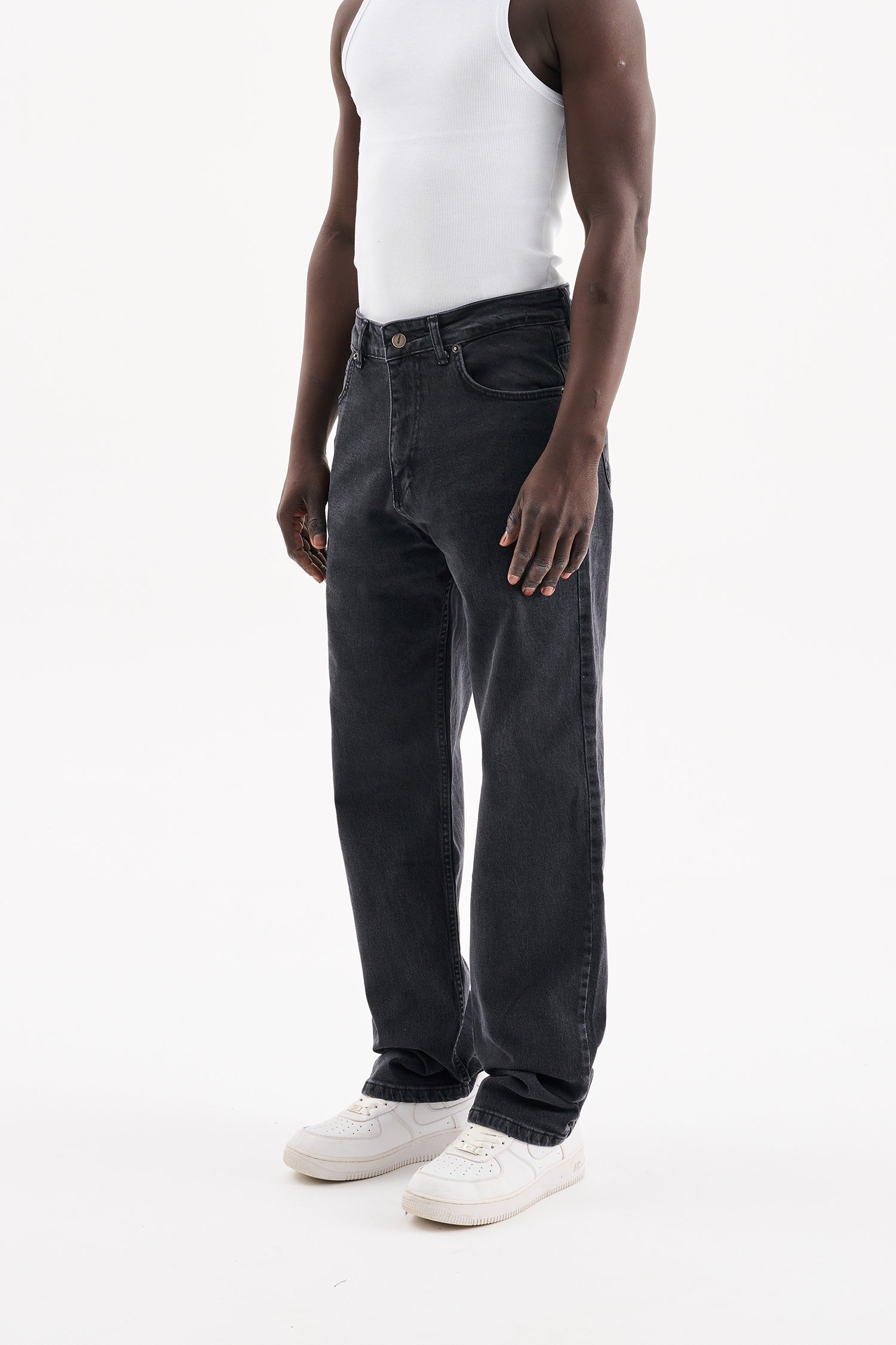Erkek Relaxed Baggy Jean Pantolon Efektli Antrasit-3