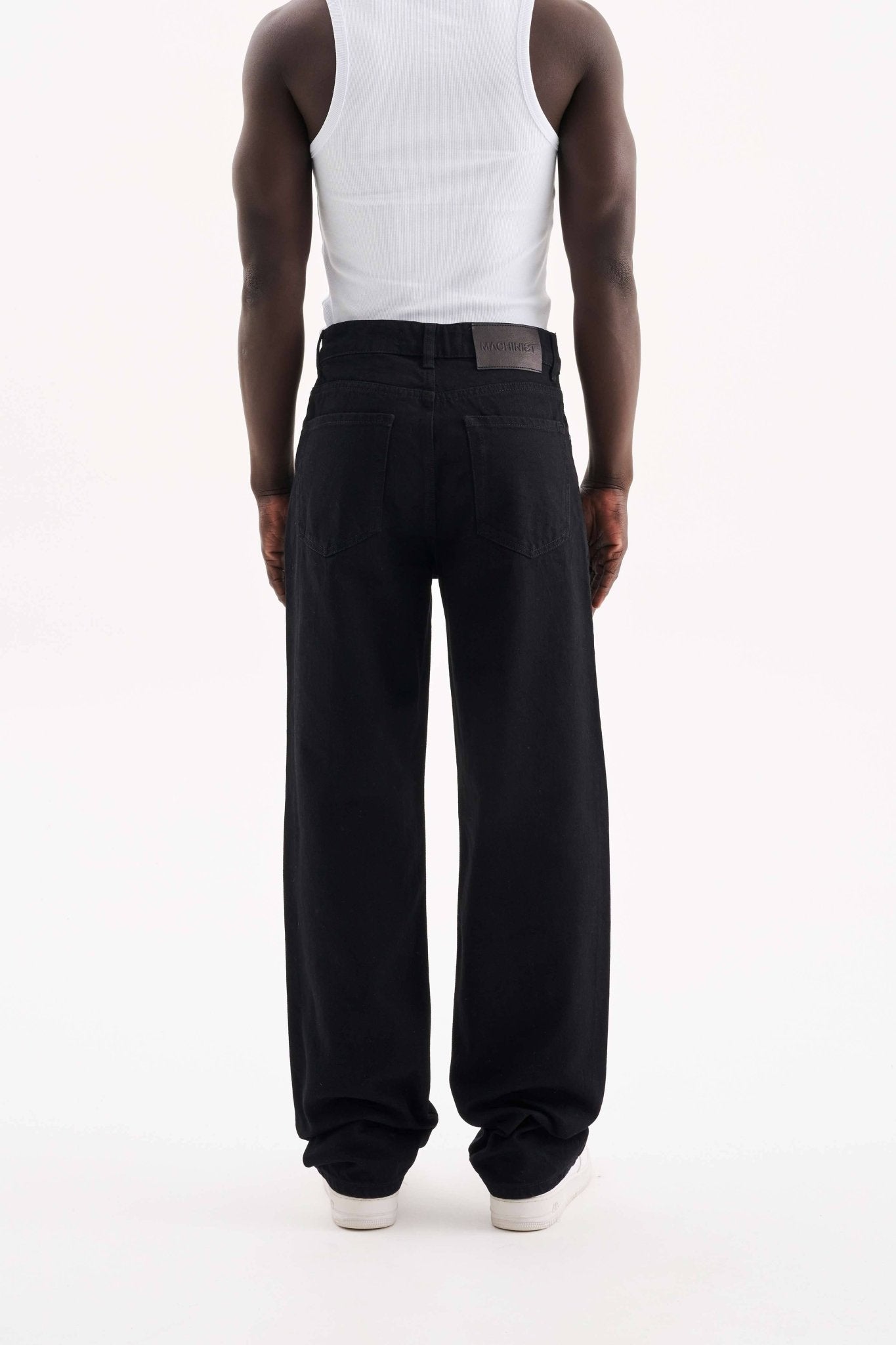 Erkek Relaxed Baggy Jean Pantolon Efektli Siyah