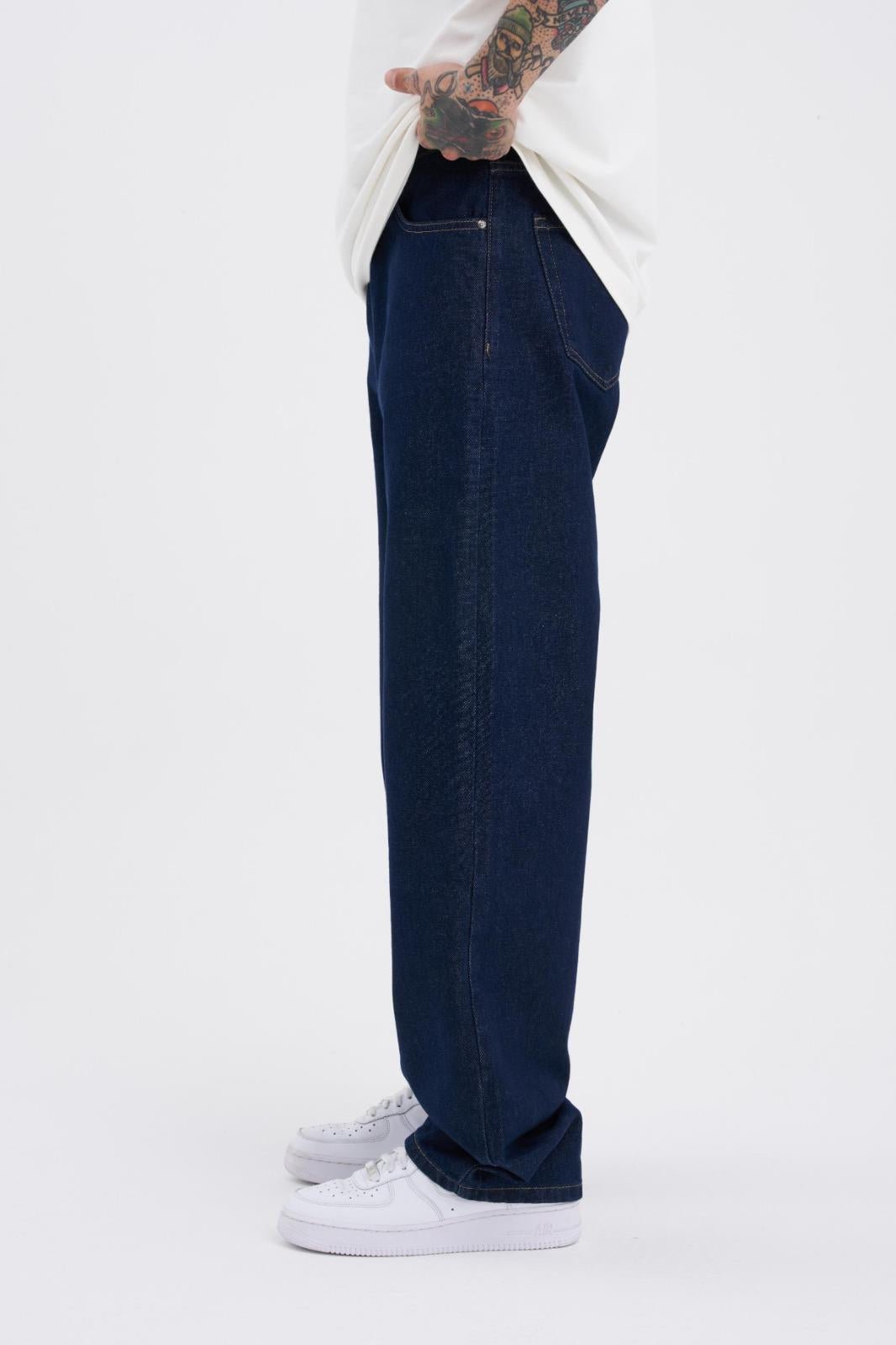 Erkek Relaxed Baggy Jean Pantolon Gece Mavisi