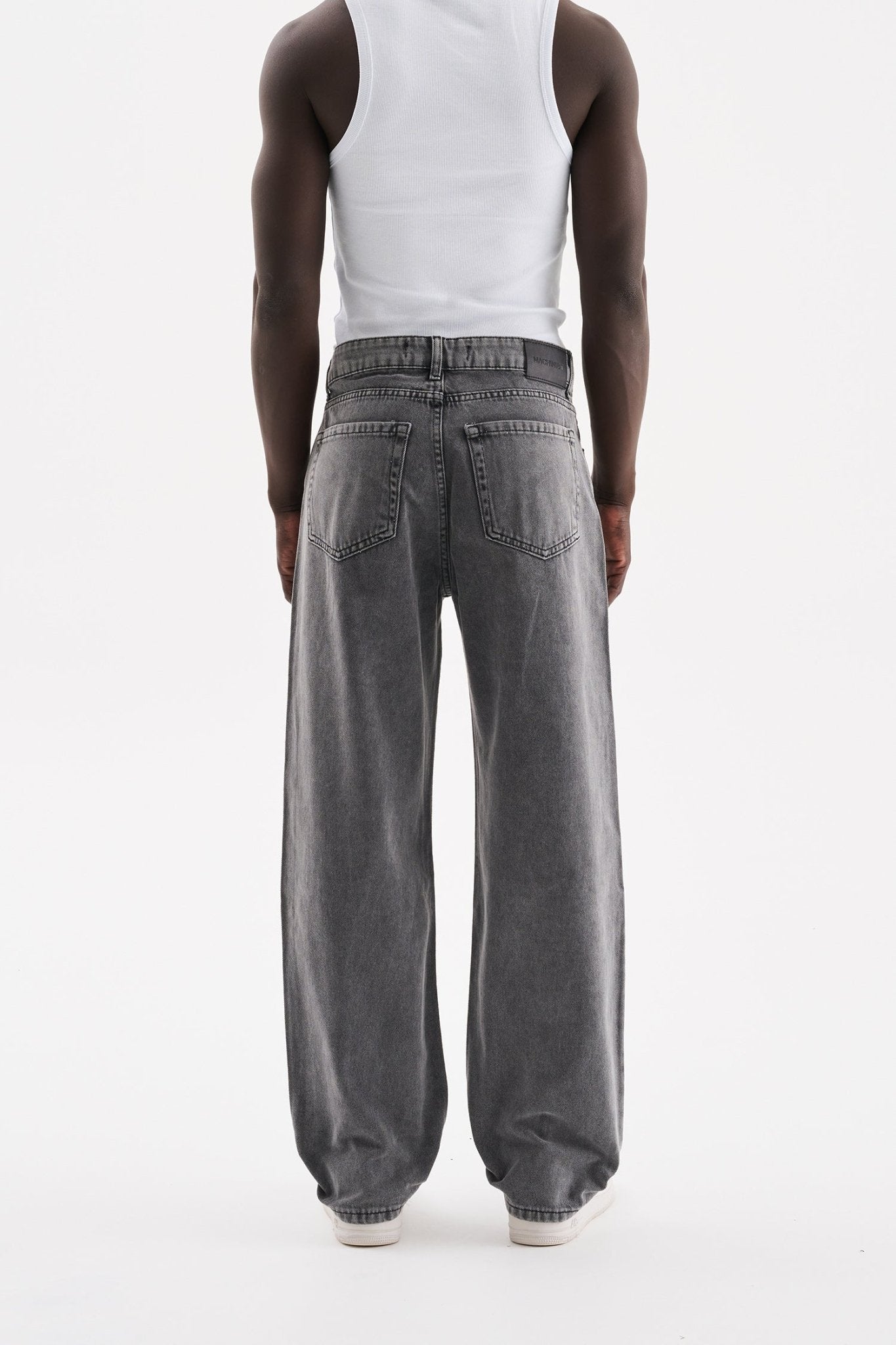 Erkek Relaxed Baggy Jean Pantolon Gri