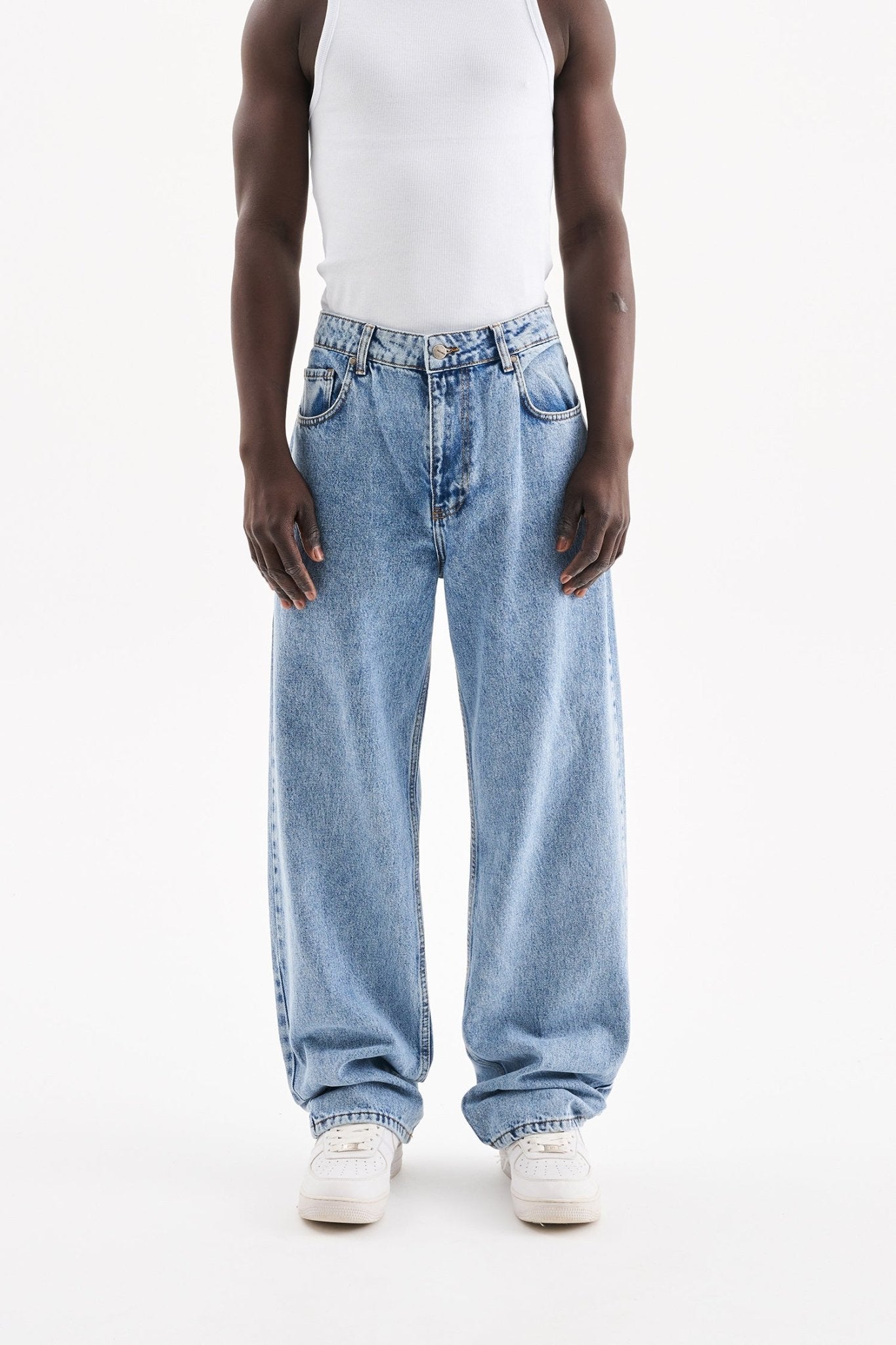 Erkek Relaxed Baggy Jean Pantolon Kar Asit
