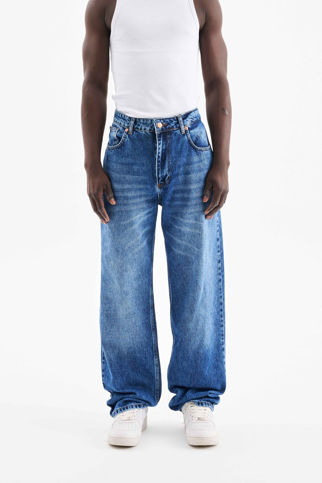 Erkek Relaxed Baggy Jean Pantolon Lacivert