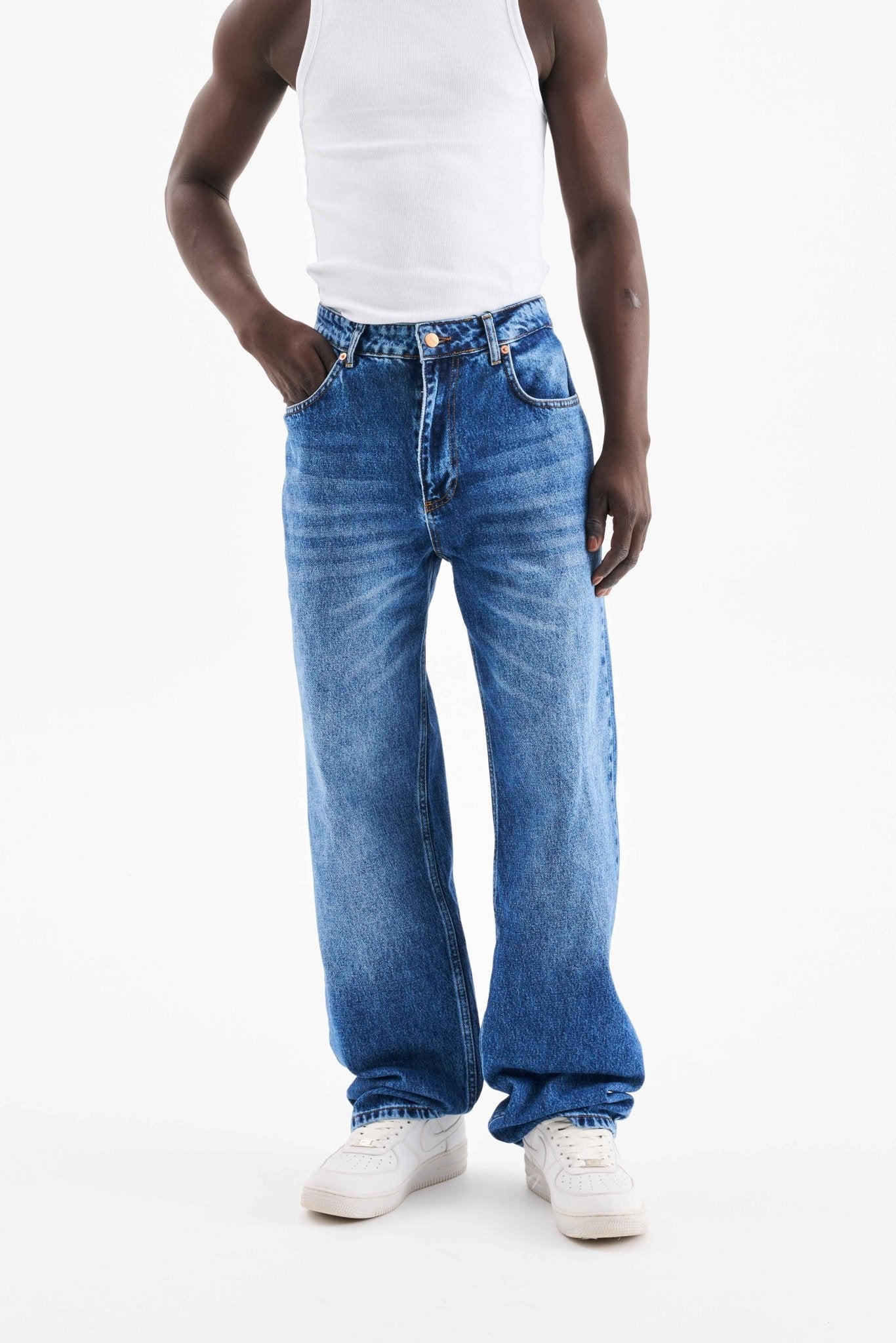 Erkek Relaxed Baggy Jean Pantolon Lacivert