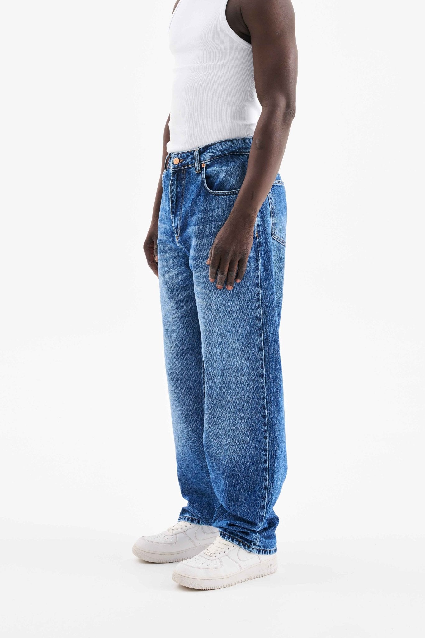 Erkek Relaxed Baggy Jean Pantolon Lacivert
