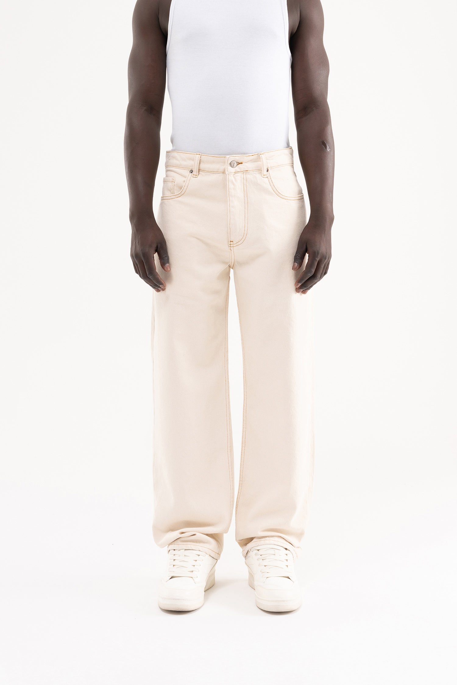 Erkek Relaxed Baggy Jean Pantolon Naturel