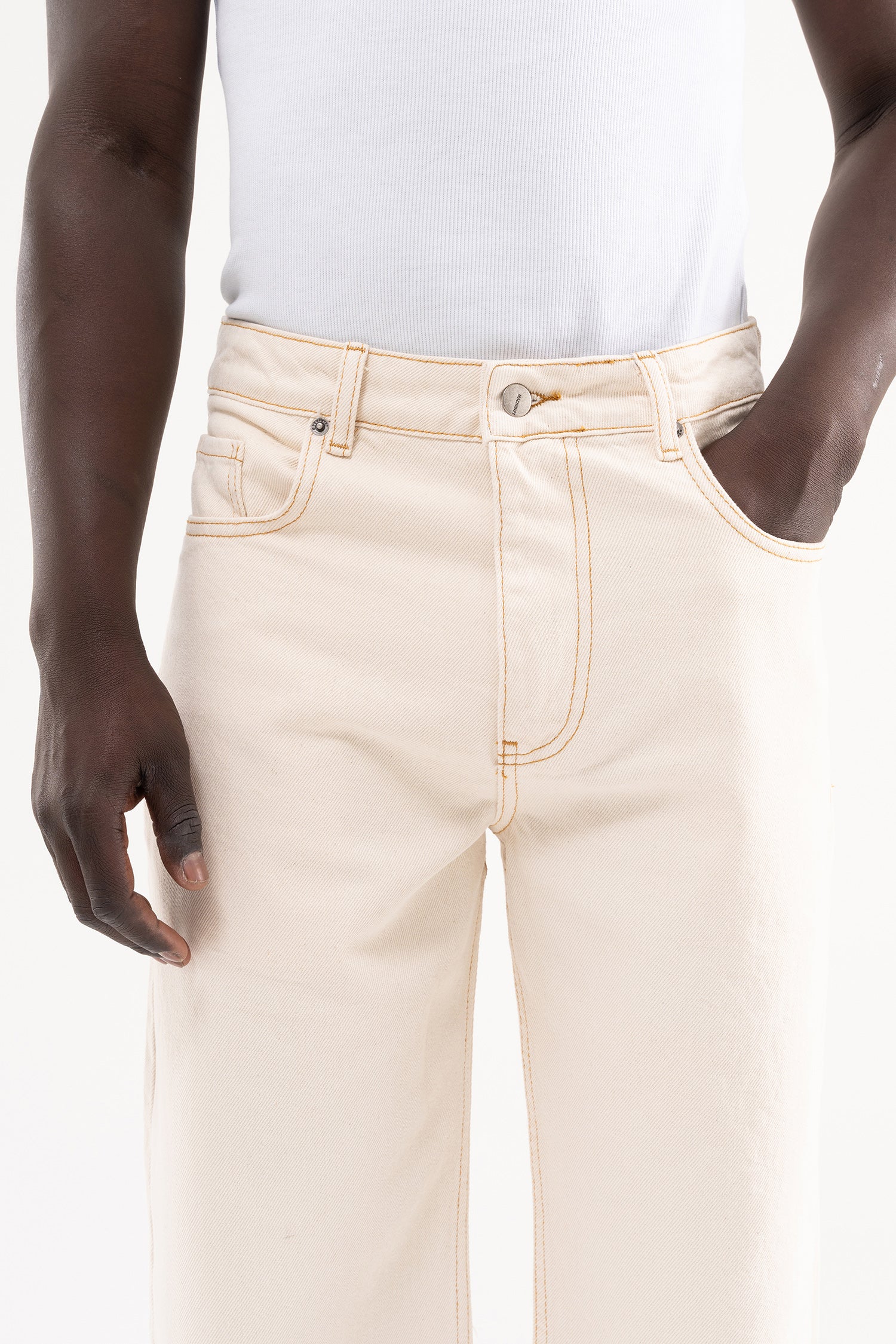 Erkek Relaxed Baggy Jean Pantolon Naturel-3