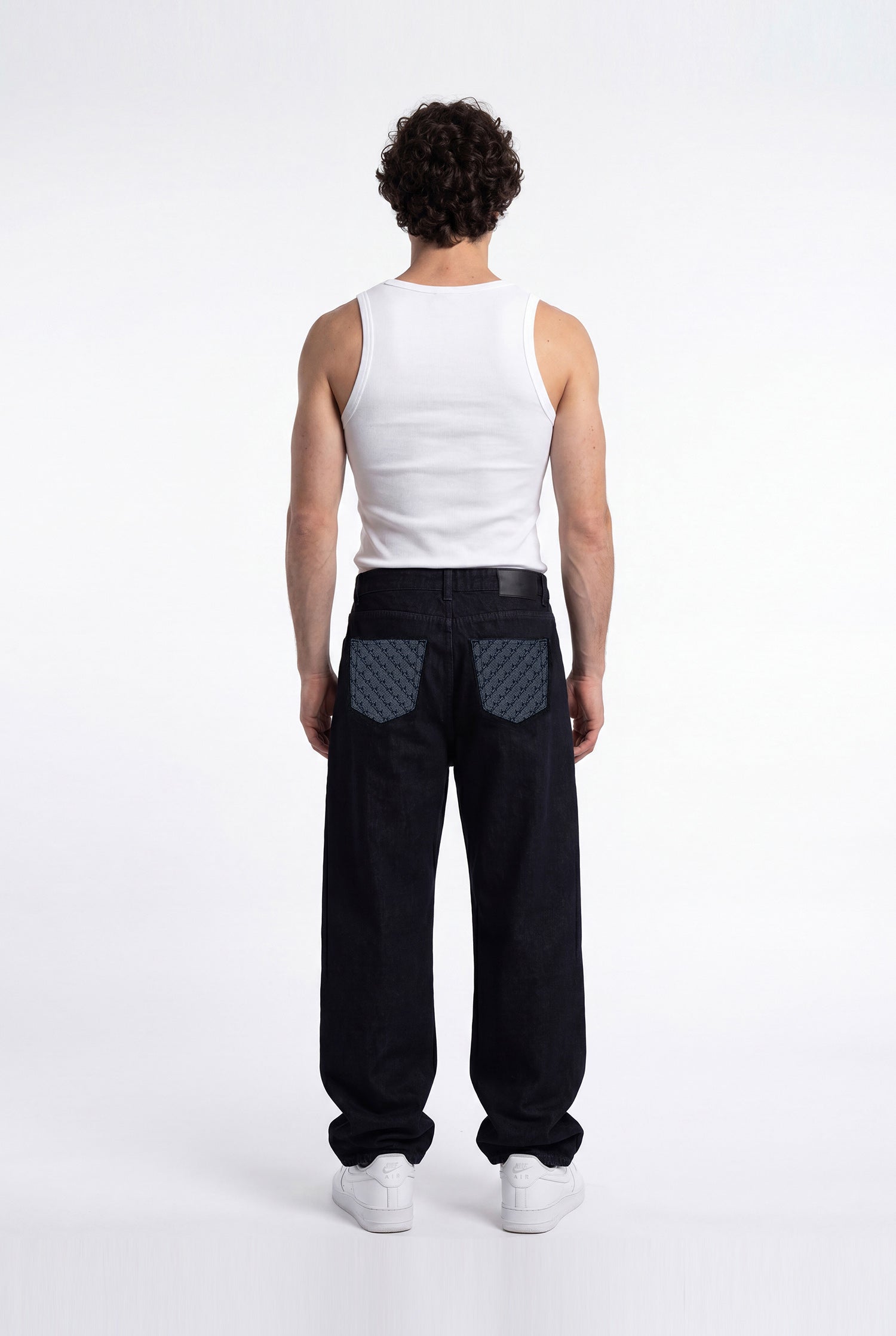 Erkek Relaxed Baggy Jean Pantolon Uzay Grisi-Gece Mavisi-4