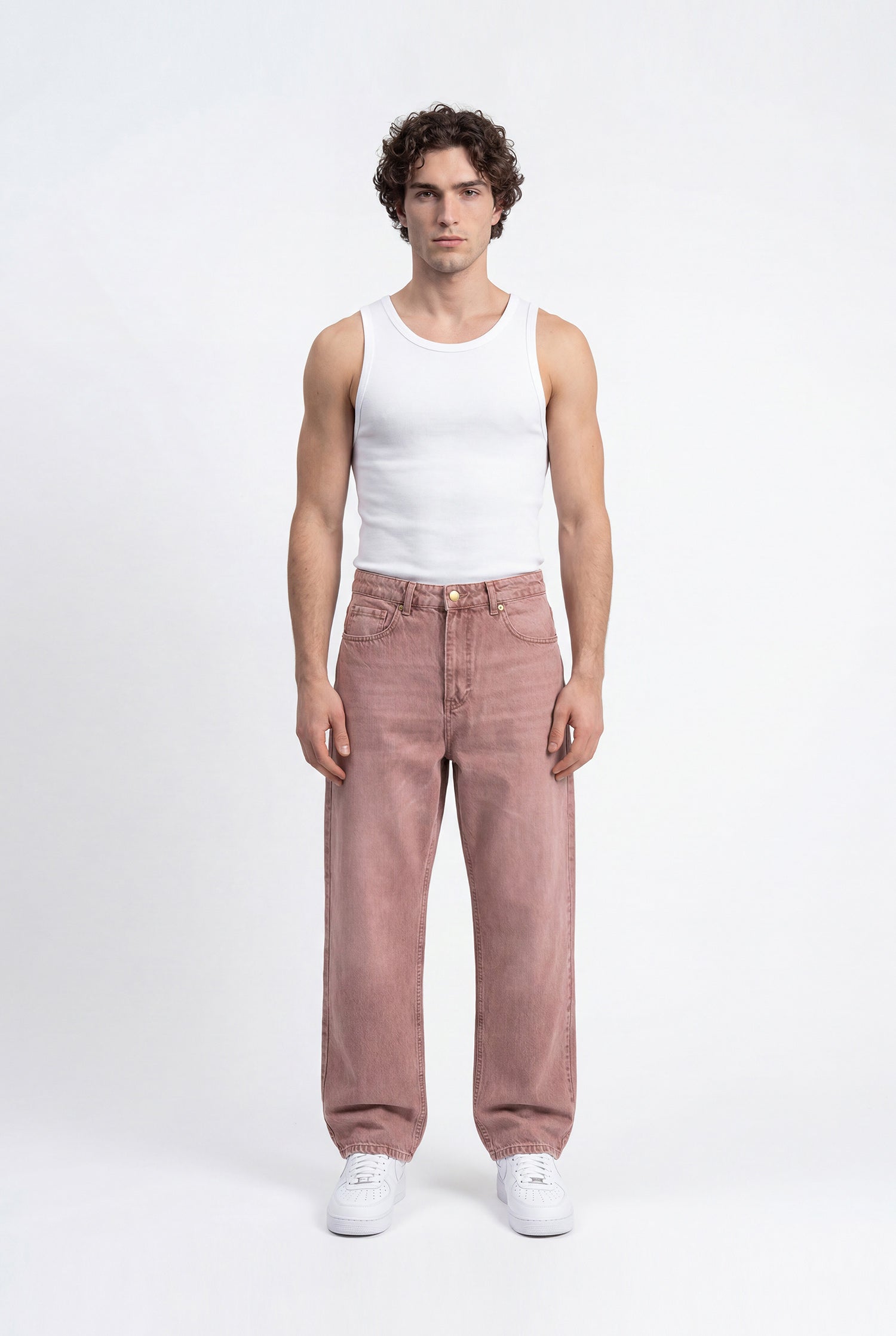 Erkek Relaxed Baggy Jean Pantolon Vişne