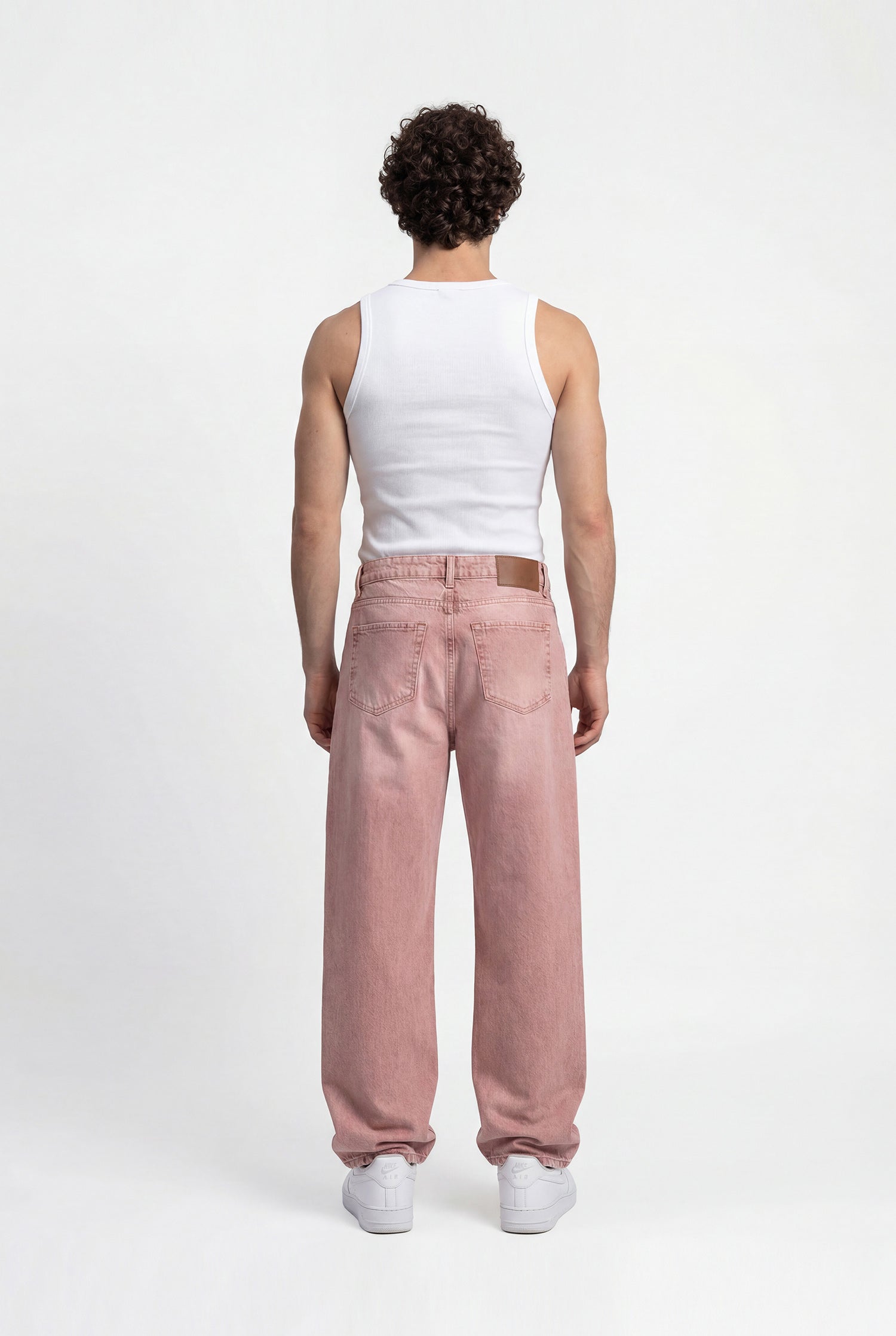 Erkek Relaxed Baggy Jean Pantolon Vişne-4