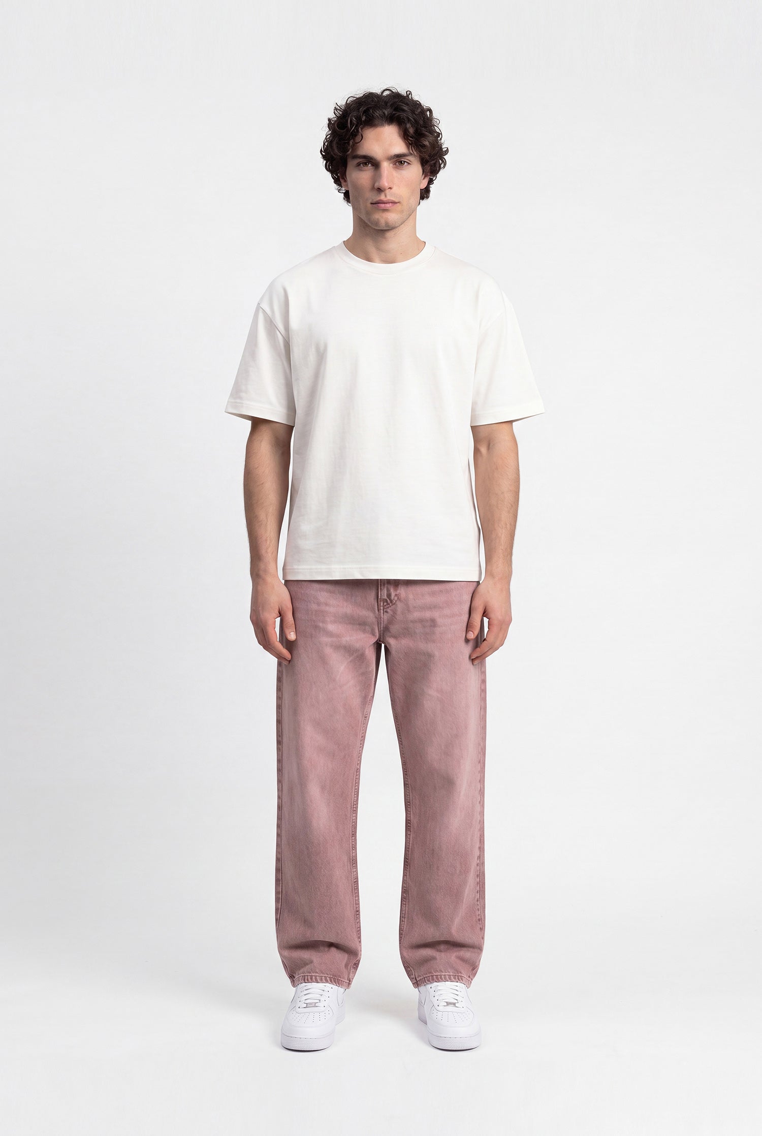 Erkek Relaxed Baggy Jean Pantolon Vişne-6