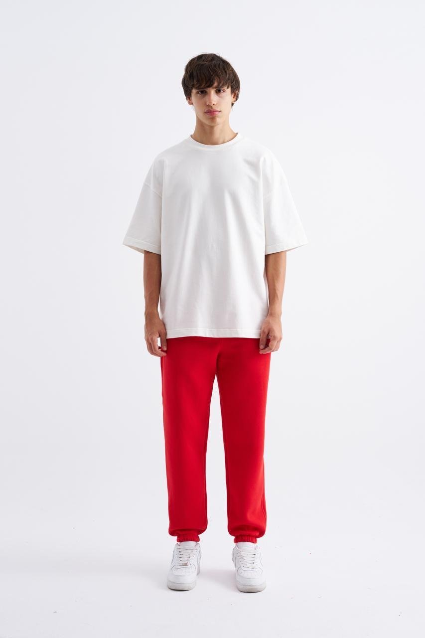Erkek Relaxed Jogger Basic Eşofman Altı Açık Kırmızı