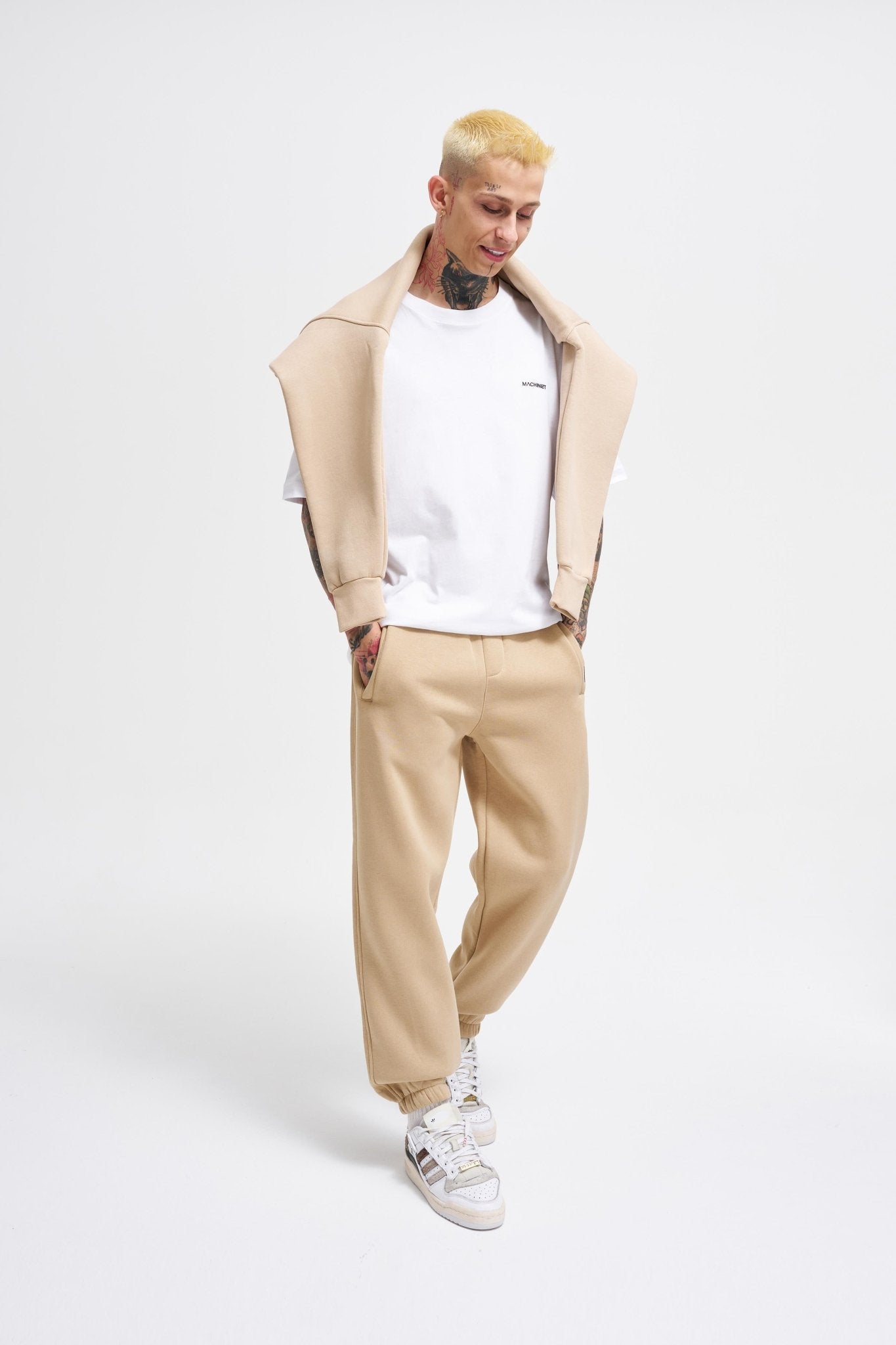 Erkek Relaxed Jogger Basic Eşofman Altı Bej