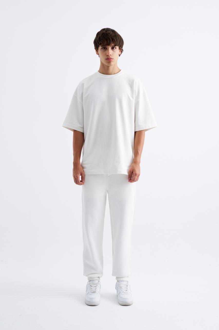 Erkek Relaxed Jogger Basic Eşofman Altı Ekru