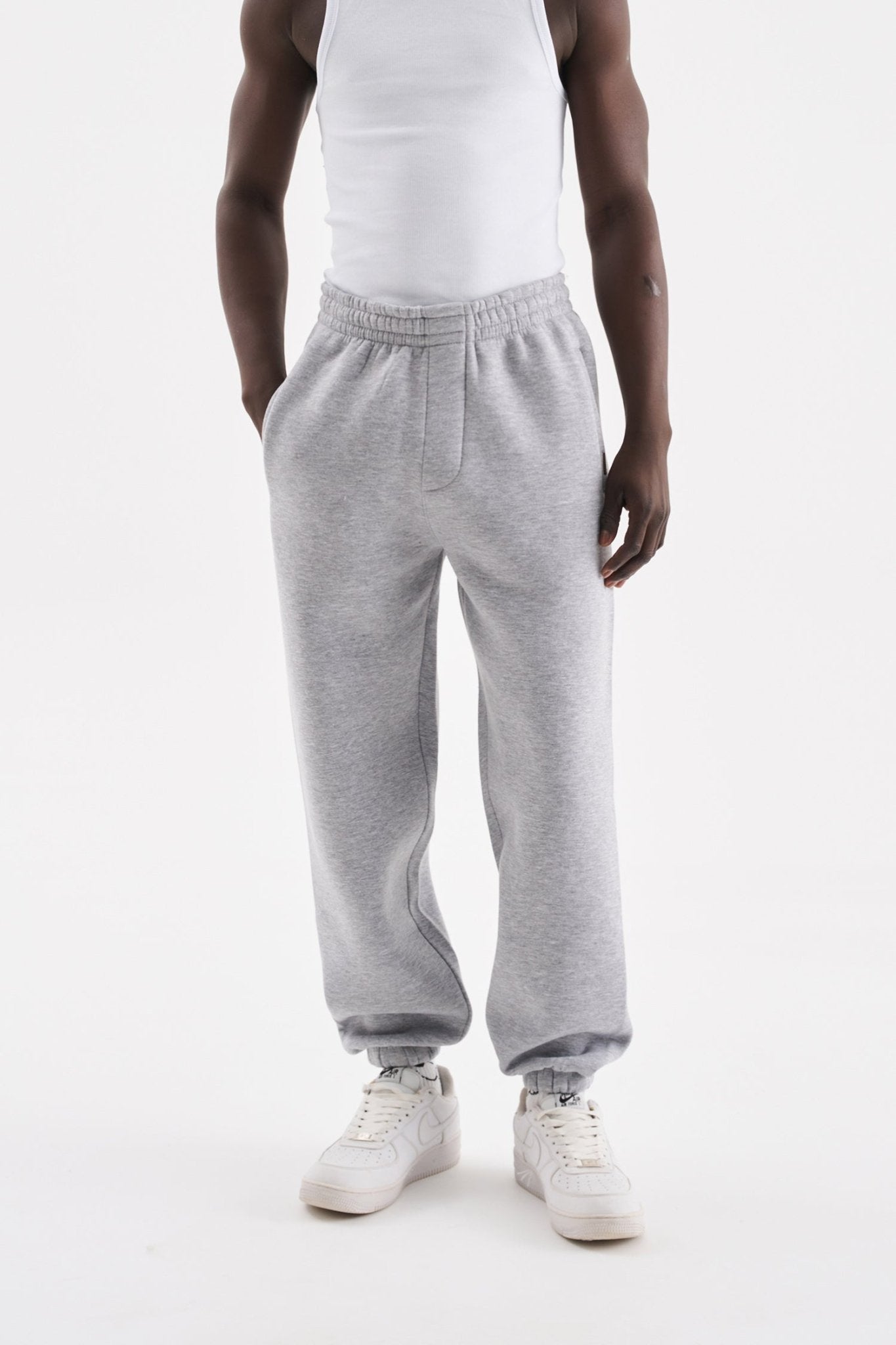 Erkek Relaxed Jogger Basic Eşofman Altı Gri Melanj