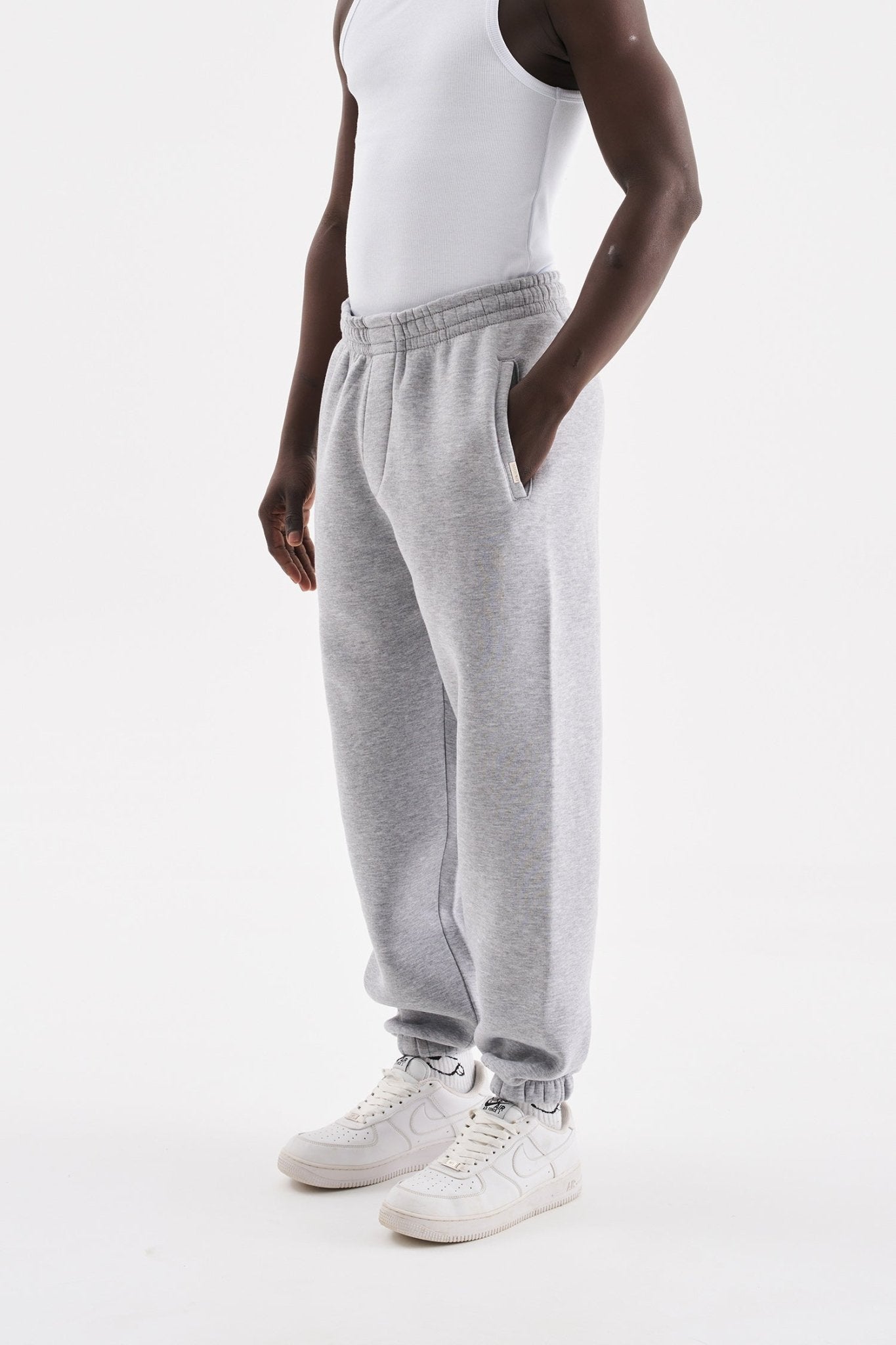 Erkek Relaxed Jogger Basic Eşofman Altı Gri Melanj
