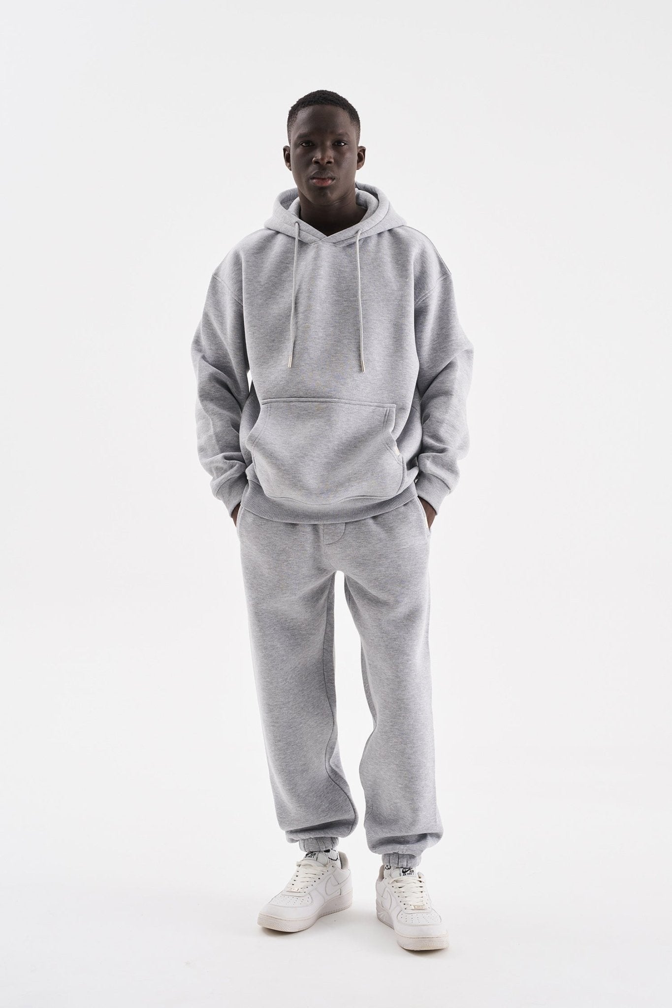 Erkek Relaxed Jogger Basic Eşofman Altı Gri Melanj