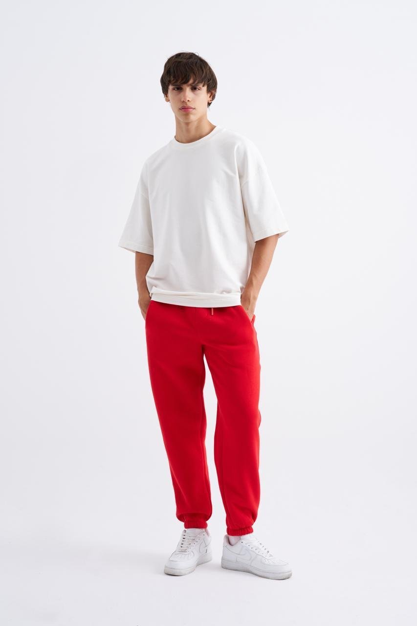 Erkek Relaxed Jogger Basic Eşofman Altı Kırmızı