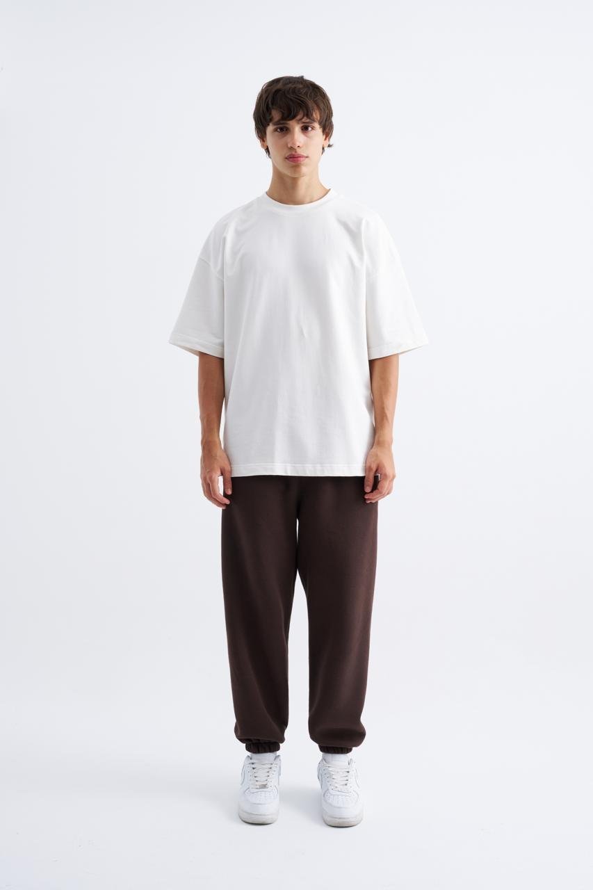 Erkek Relaxed Jogger Basic Eşofman Altı Koyu Kahverengi