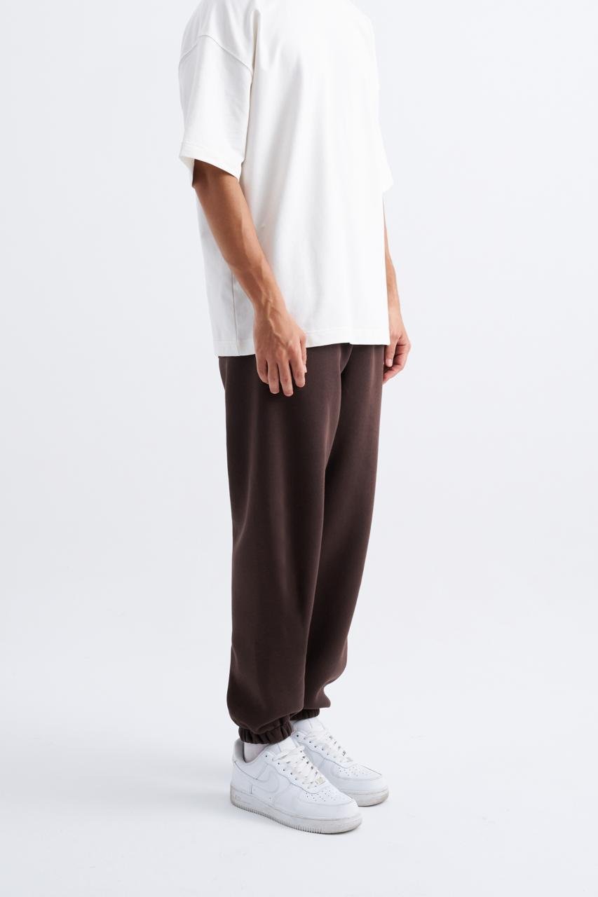 Erkek Relaxed Jogger Basic Eşofman Altı Koyu Kahverengi