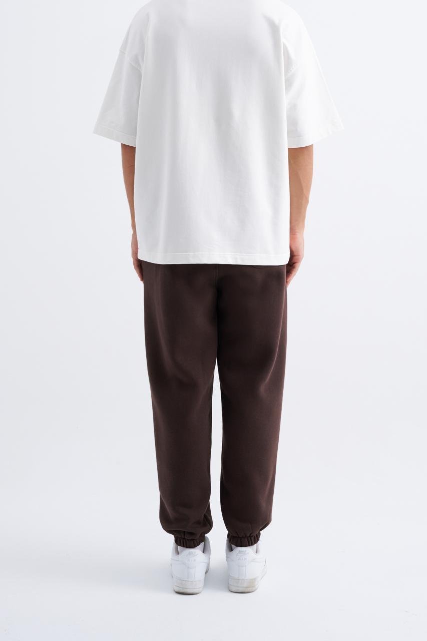 Erkek Relaxed Jogger Basic Eşofman Altı Koyu Kahverengi