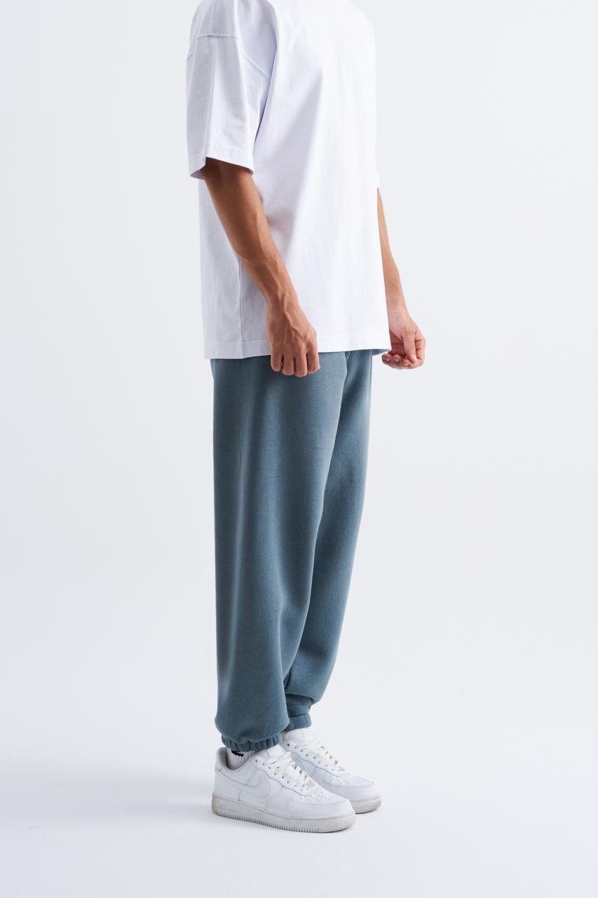 Erkek Relaxed Jogger Basic Eşofman Altı Mavi Duman