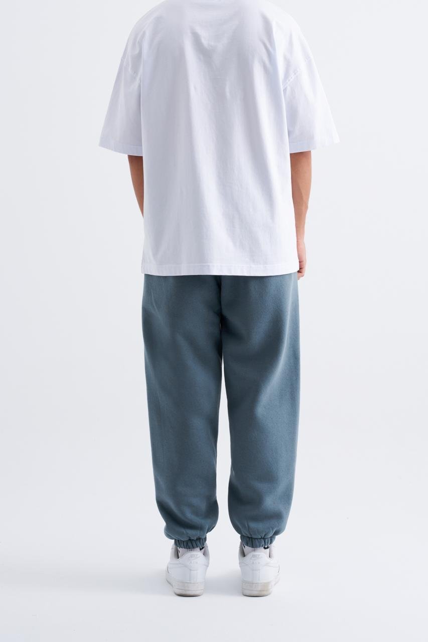 Erkek Relaxed Jogger Basic Eşofman Altı Mavi Duman
