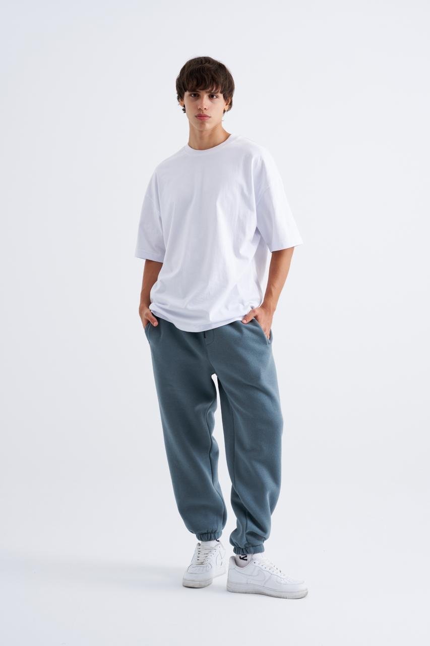 Erkek Relaxed Jogger Basic Eşofman Altı Mavi - Duman