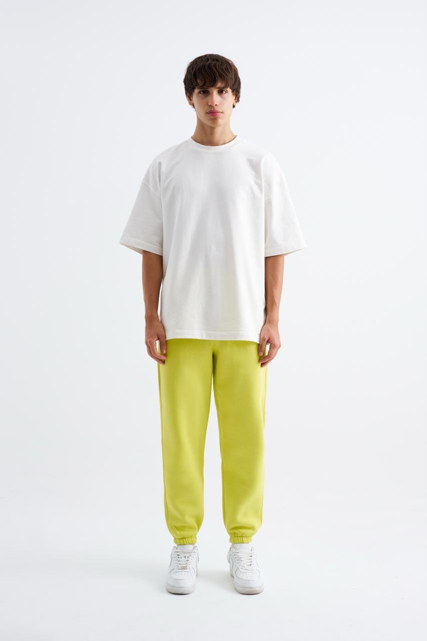 Erkek Relaxed Jogger Basic Eşofman Altı Neon Sarı
