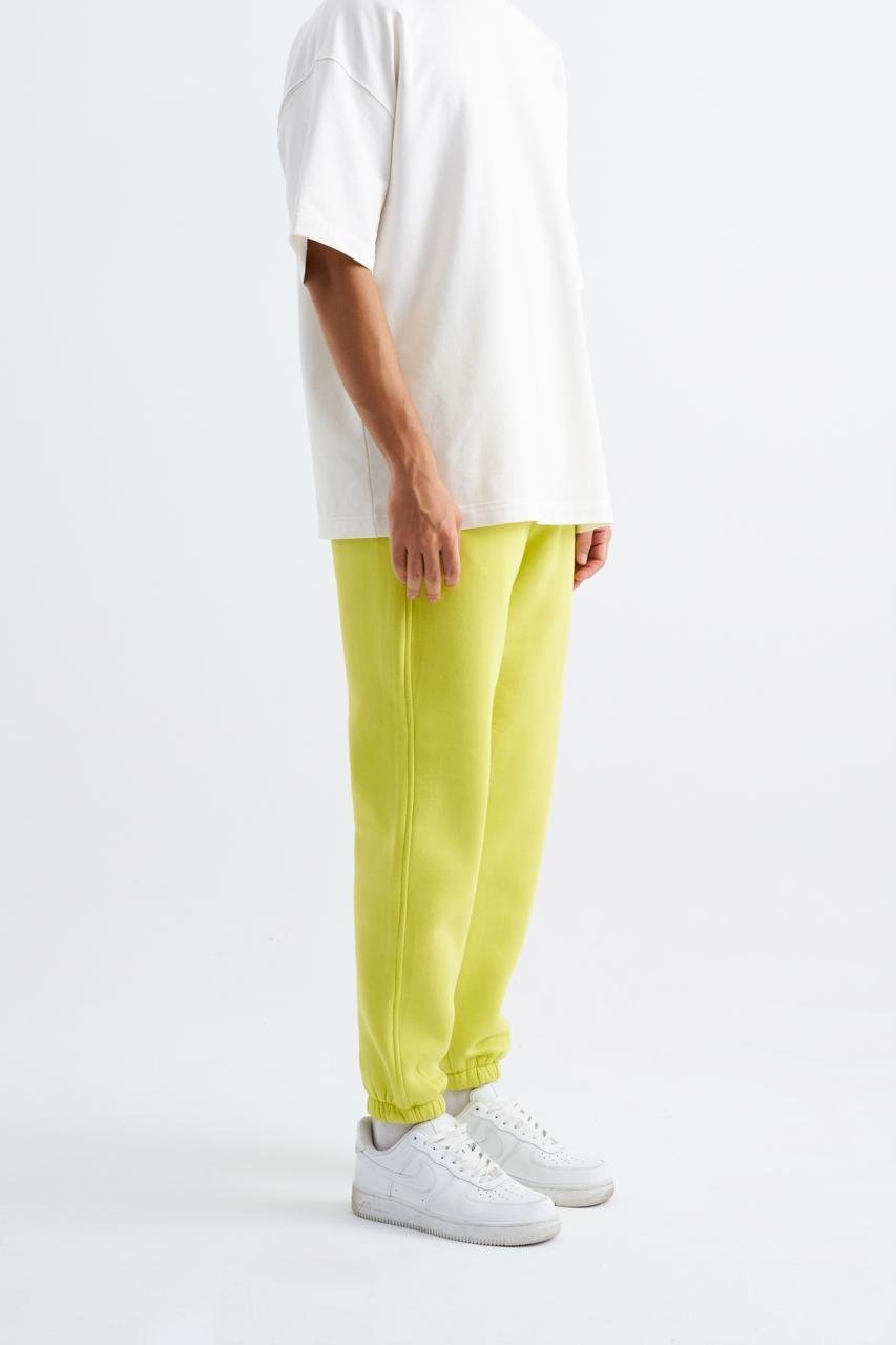 Erkek Relaxed Jogger Basic Eşofman Altı Neon Sarı